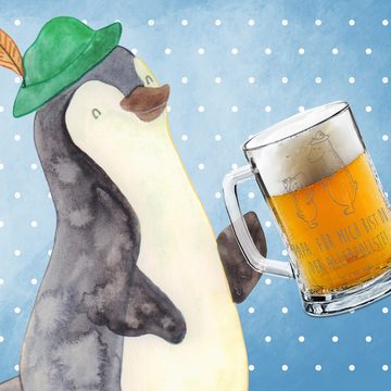 Mr. & Mrs. Panda Bierkrug Bären mit Hut - Transparent - Geschenk, Vatertag, Familie, Papa, Söhn, Premium Glas, Lasergravur