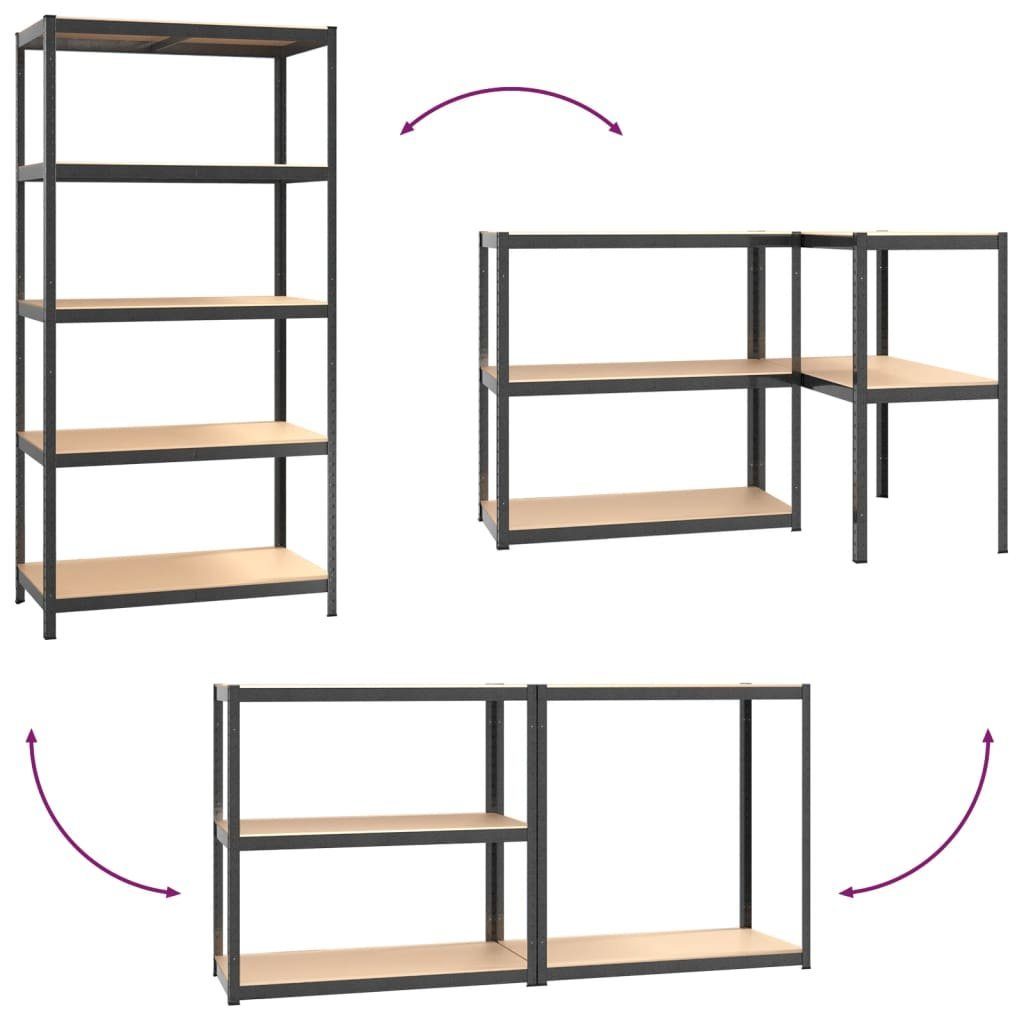 Stahl 5 Regal Grau Holzwerkstoff Böden 2 mit vidaXL Stk Lagerrega Schwerlastregale