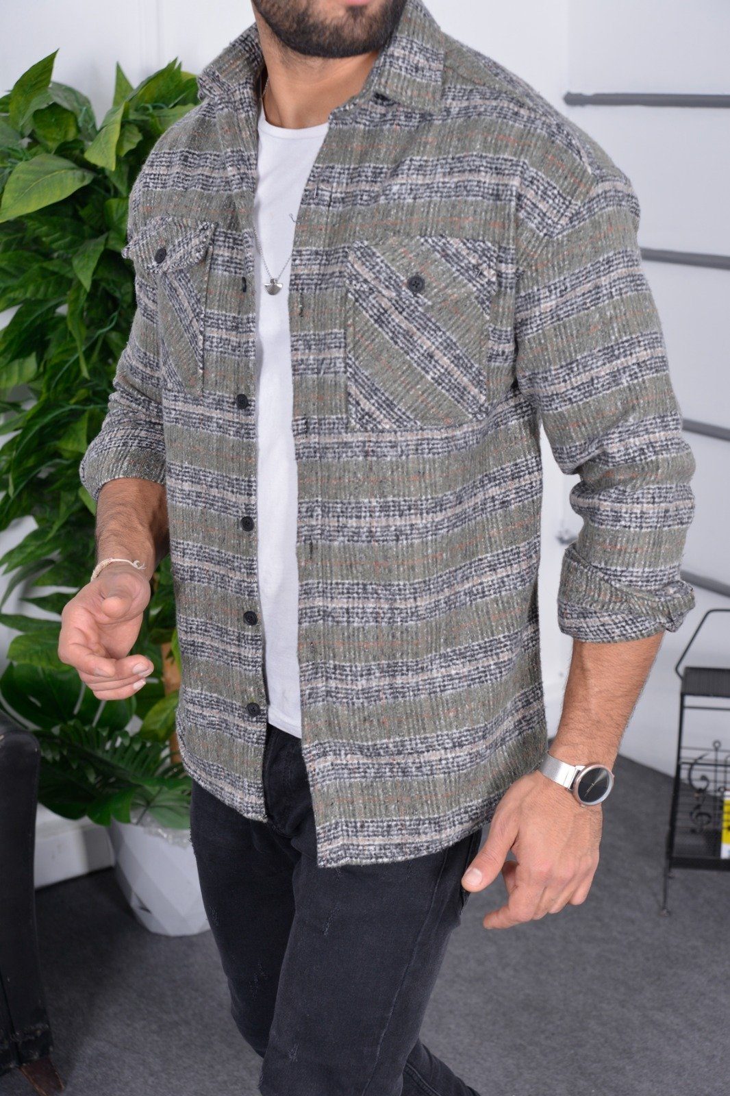 Megaman Jeans Flanellhemd Flanellhemd H-267 Flanellhemd Kariert Hemd Holzfällerhemd