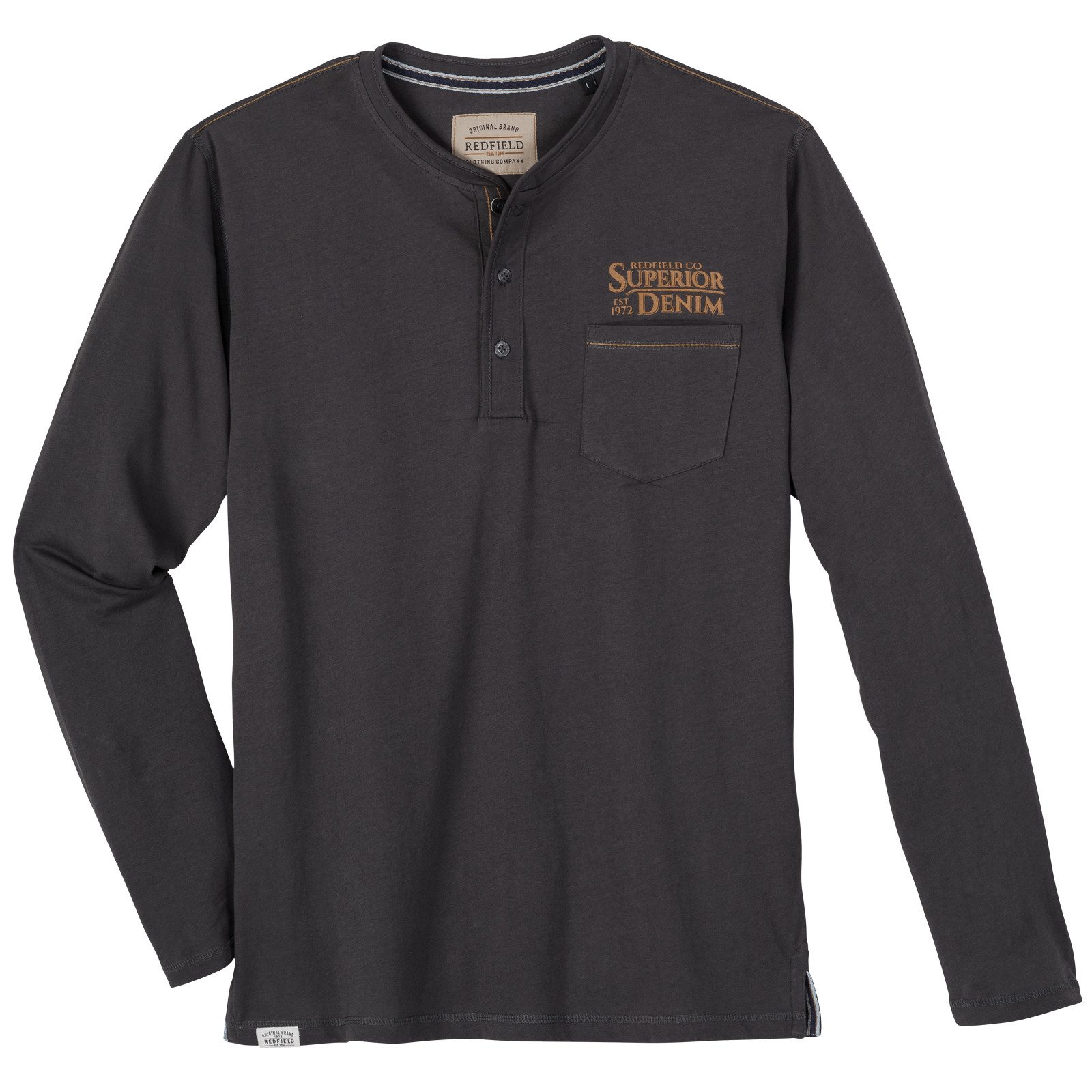 redfield Langarmshirt T-Shirt von Redfield mit Knopfleiste in Herren Übergr günstig online kaufen