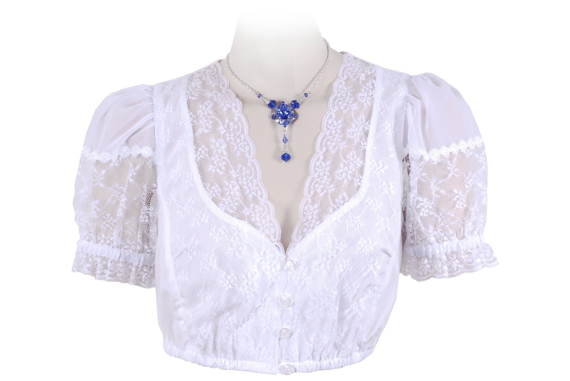 Moschen-Bayern Dirndlbluse Dirndlbluse Damen Trachtenbluse zum Dirndl Kurzarm mit Rüschen + Spitze festlich Weiß Trachtenbluse, Spitzenbluse, Bluse, Spitzen, festlich, elegant, Dirndlbluse