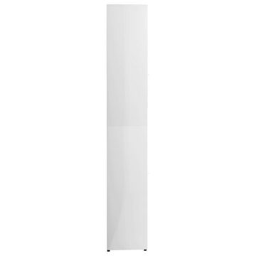 vidaXL Badezimmer-Set Badezimmerschrank Hochglanz-Weiß 30x30x183,5 cm Spanplatte