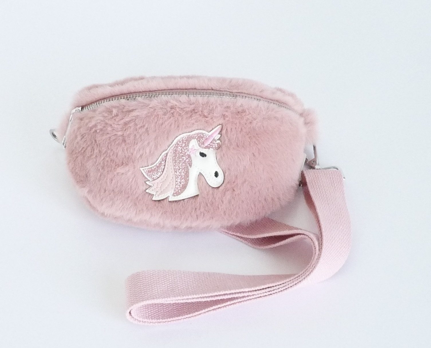 GlücksNugget Kindergartentasche Mädchentasche Plüsch Einhorn rosa – flauschige Kindertasche