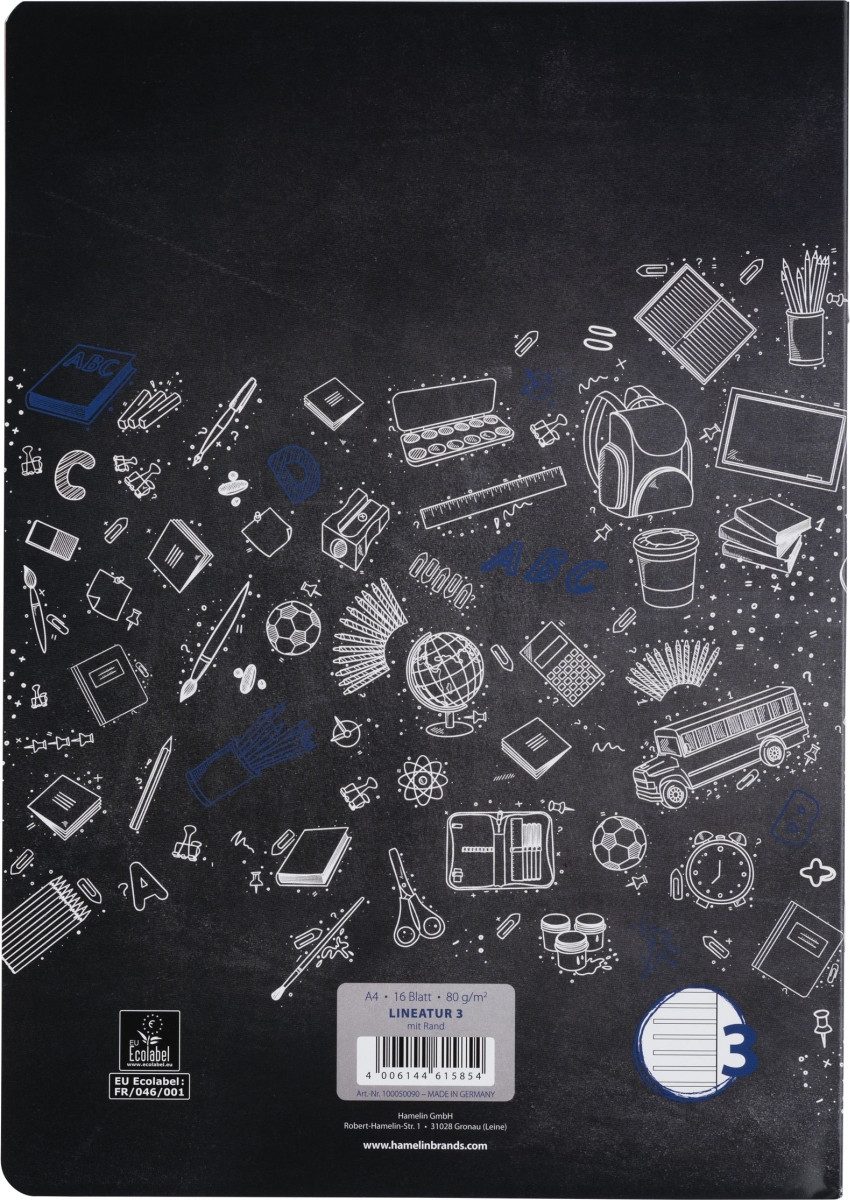 LANDRE Schulheft Schulheft A4 16 Blatt 80 g/qm Lineatur 3 (liniert mit Rand)