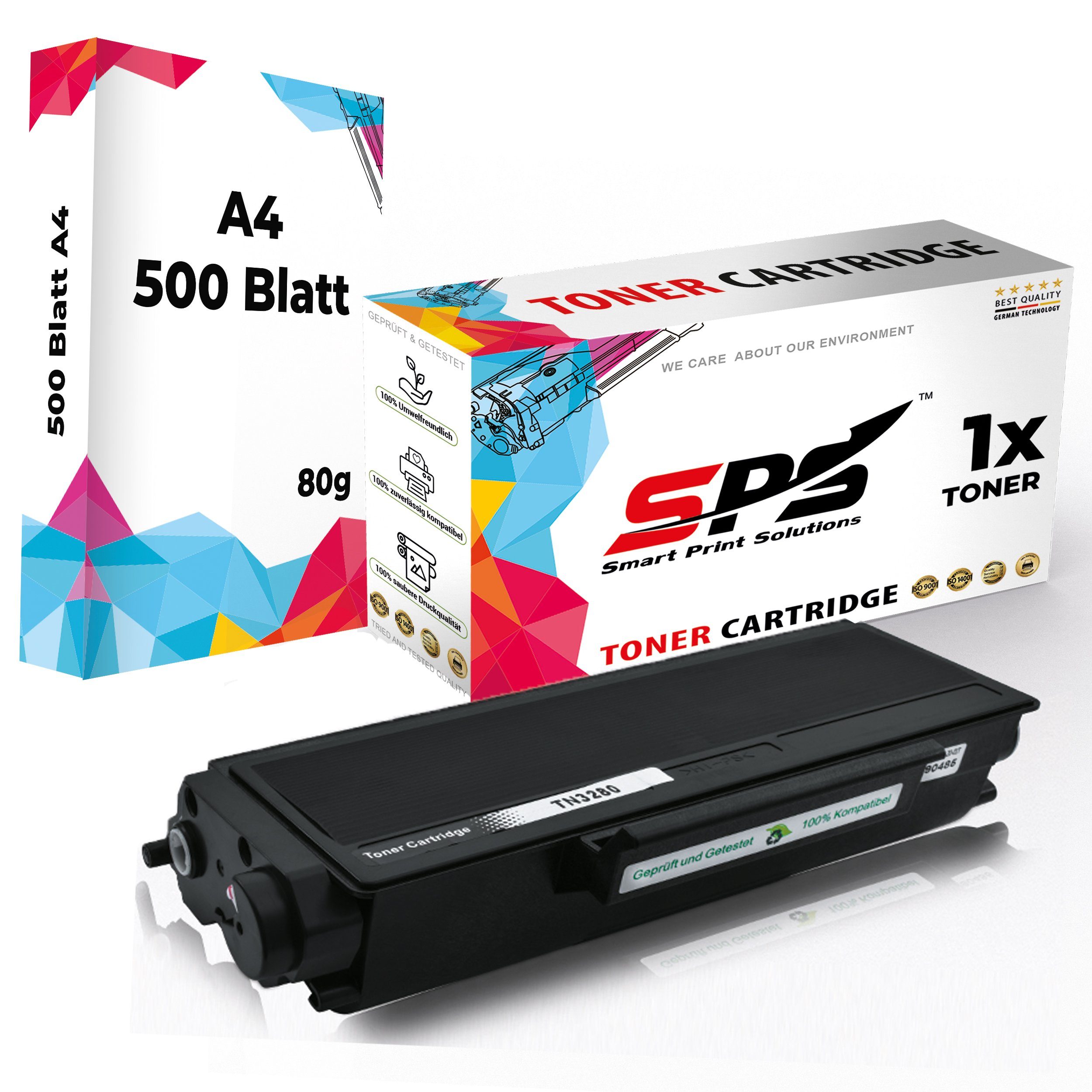 SPS Tonerkartusche Kompatibel für Brother HL-5350Dn2lt TN-3280, (1er Pack + A4 Papier)