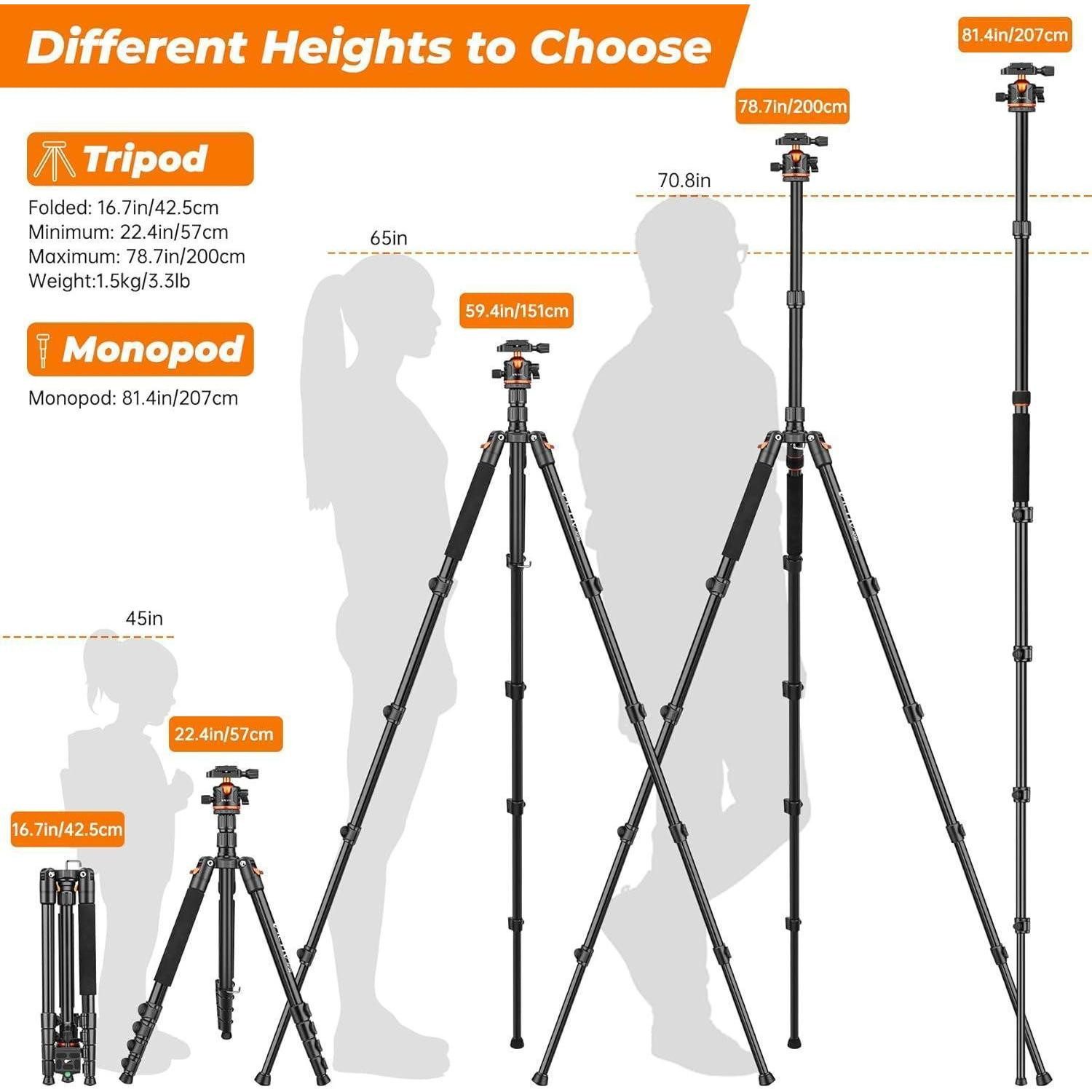 LuxusKollektion Kamera-Hülle Kamera Stativ 200cm Tragbares Reisestativ mit 360° Kugelkopf DSLR