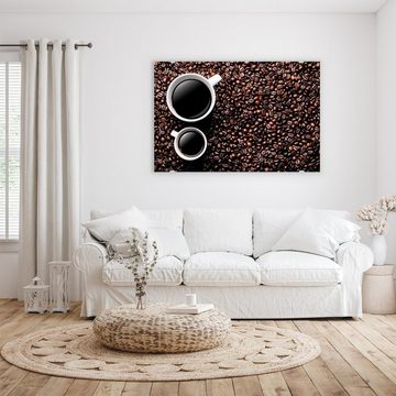 Primedeco Glasbild Wandbild Kaffeetassen gross und klein mit Aufhängung, Kaffee