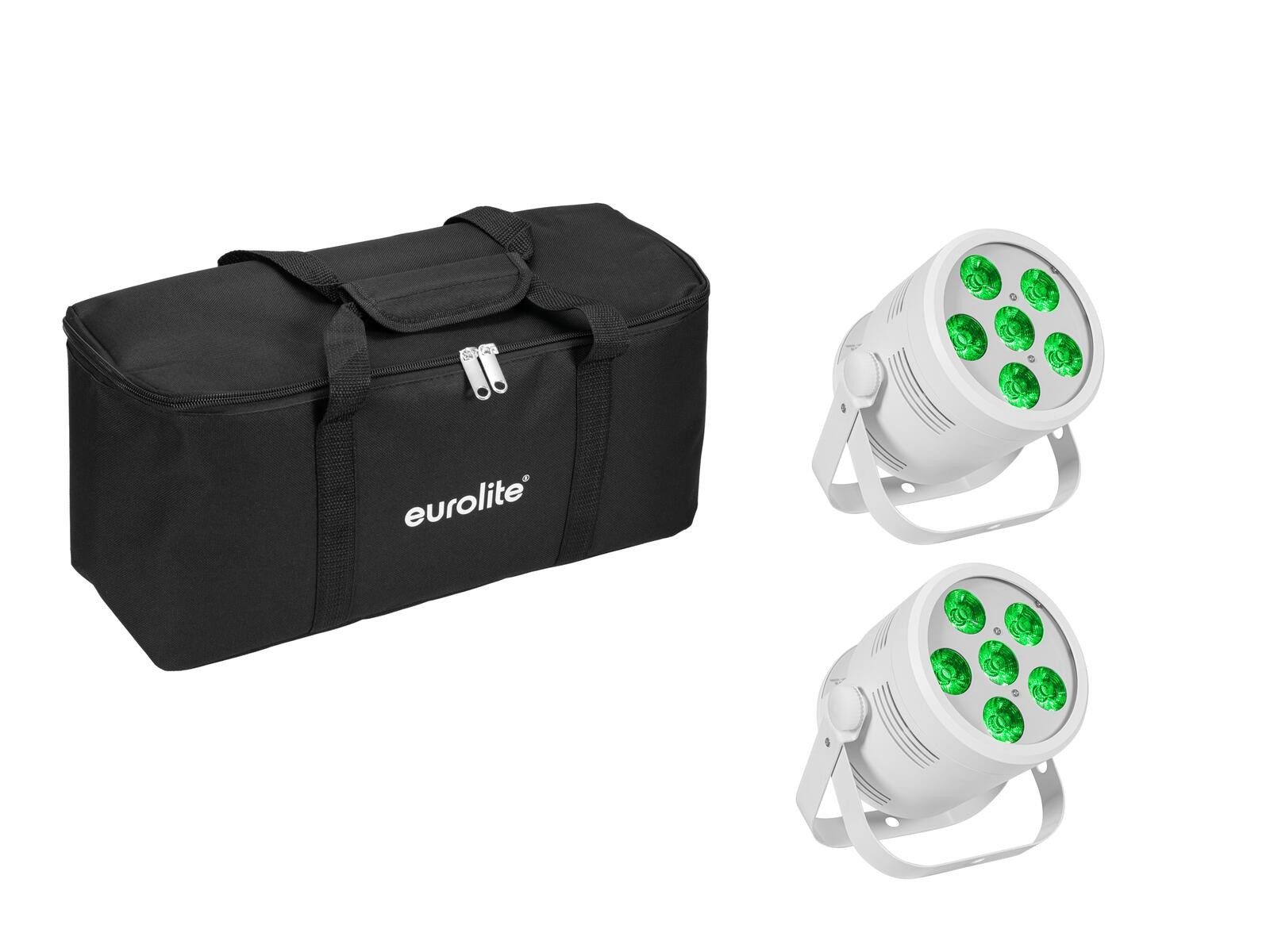Discolicht EUROLITE Set 2x LED Silent Par 6 QCL Floor ws + Soft-Bag