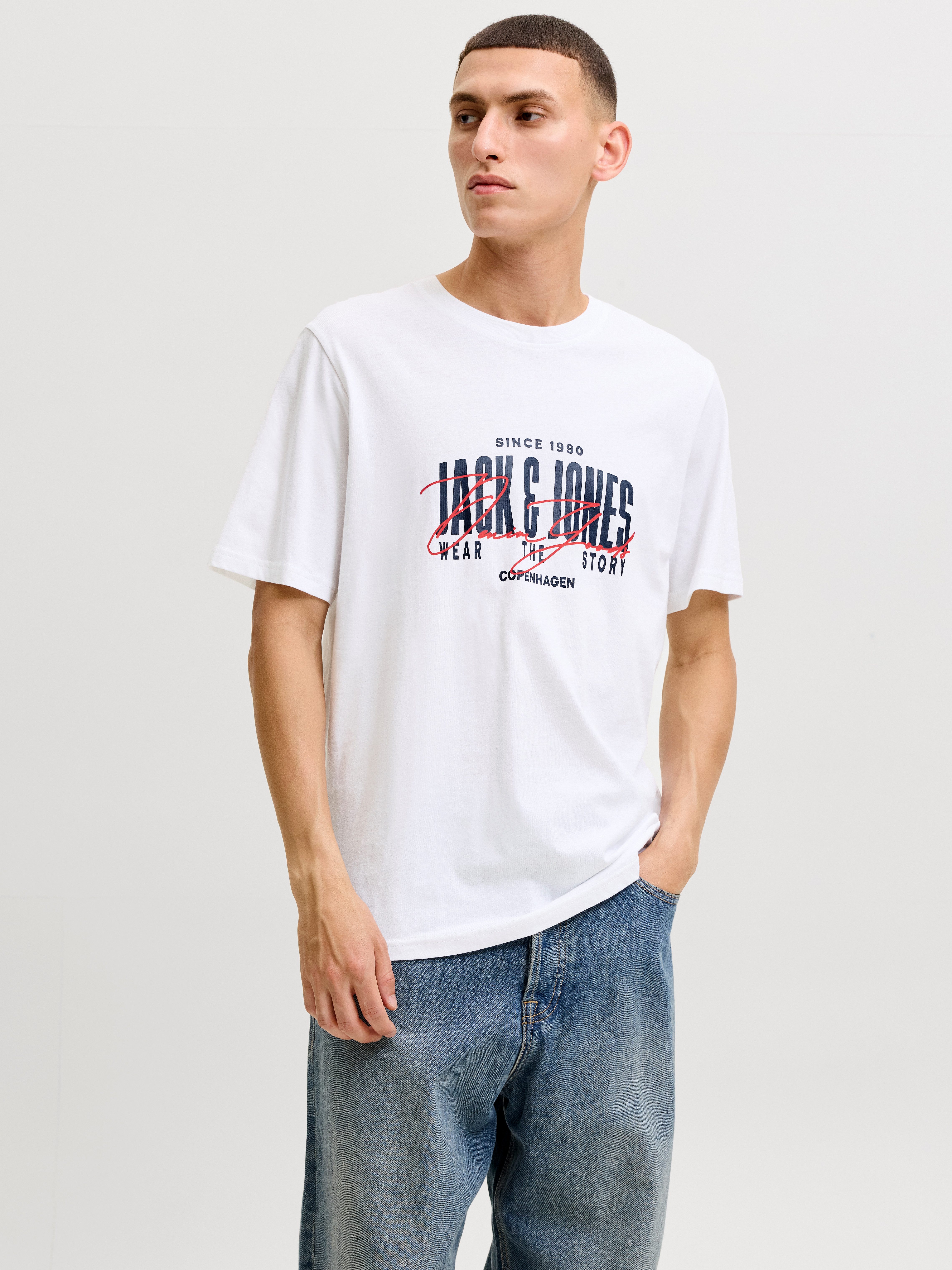 Jack & Jones T-Shirt JJAERO TEE SS CREW NECK Baumwolle, regular fit