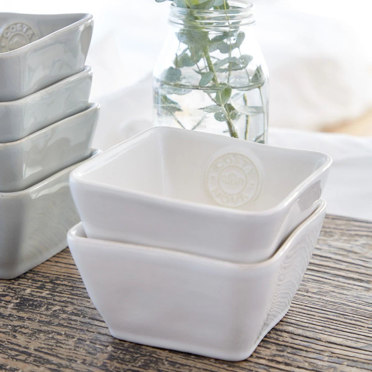 Costa Nova Snackschale Nova Weiß, Costa Nova, 11,2 x 11,2 cm 33,5 cl, Keramik, (1-tlg), Quadratisch