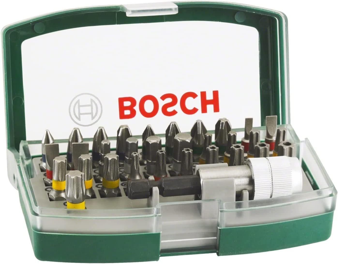 BOSCH Bohrer- und Bitset 32tlg. Schrauberbit-Set PH-, PZ-, Hex-, T-, TH-, S-Bit, mit Gürtelclip
