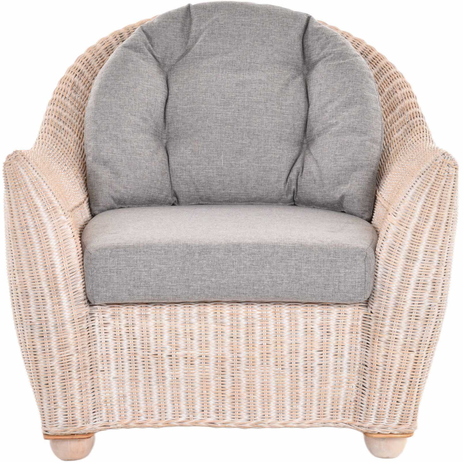 Krines Home Loungesessel S Nassau Toast Weiss + Kissen S+R Jessy Beige, abgerundete Rückseite