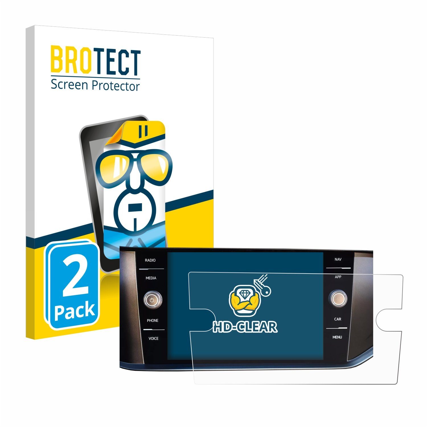 BROTECT Displayschutzfolie Schutzfolie für Volkswagen T-Cross 2022 Discover Media 8", 2 Stück, Displayschutz Schutz Folie Klar Transparent