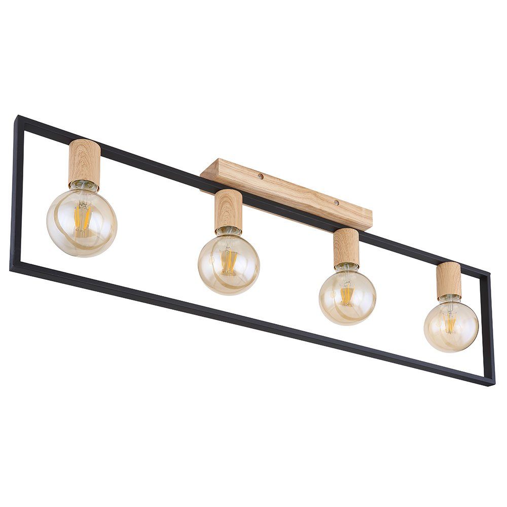 GLOBO LIGHTING Deckenleuchte, Leuchtmittel nicht inklusive, Deckenleuchte Wohnzimmerlampe schwarz 4 Flammig Holz braun L 90 cm