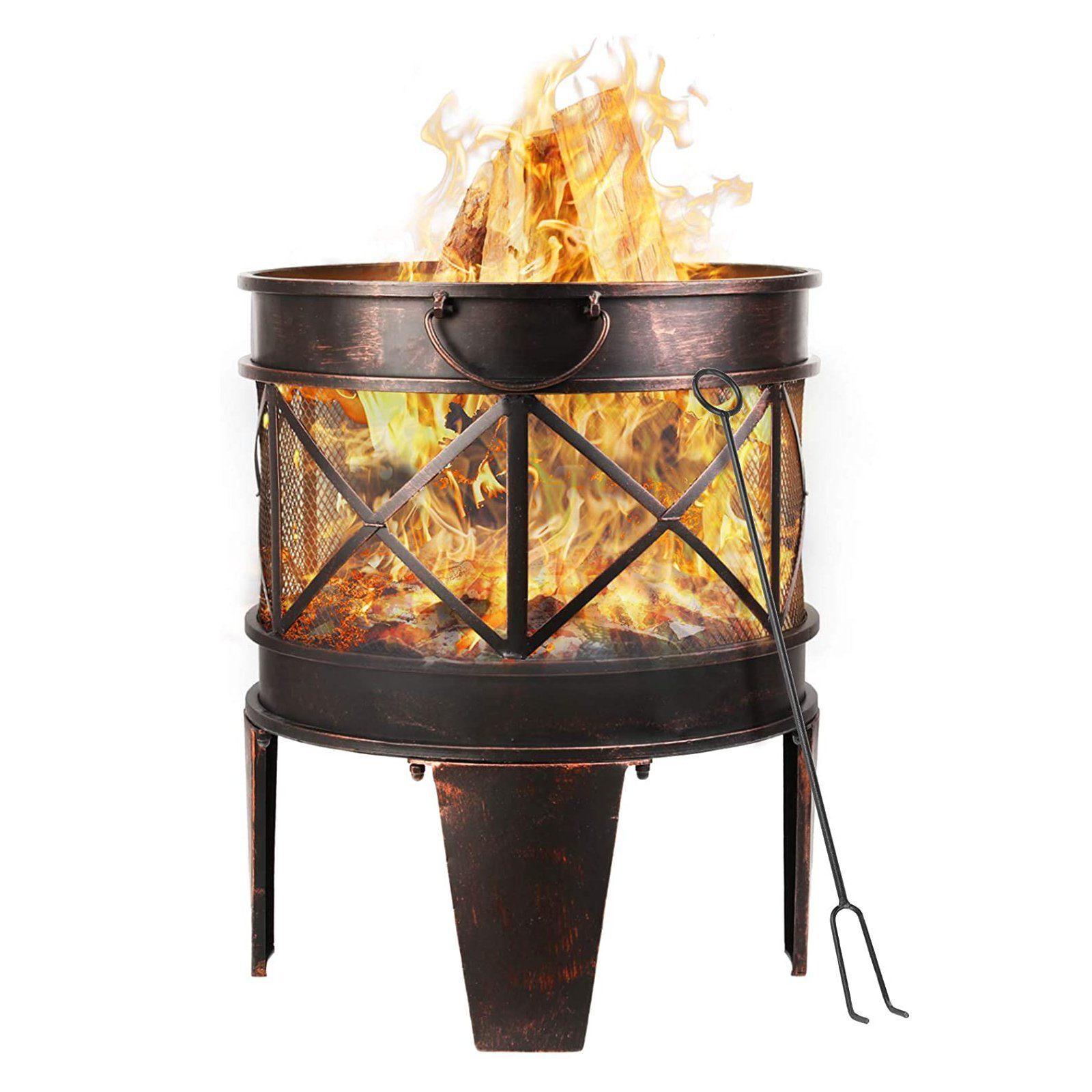 Femor Feuerschale, Feuerkorb 58x45x42cm, Metall Feuerstelle mit Griffen und  Schürhaken, Feuerschalen für den Garten, Feuerschale in Antik-Rost-Optik  online kaufen | OTTO