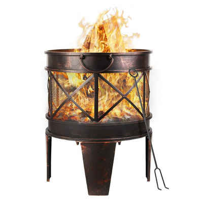 Femor Feuerschale, Φ45cm Feuerkorb, Feuerstelle mit Griffen und Schürhaken