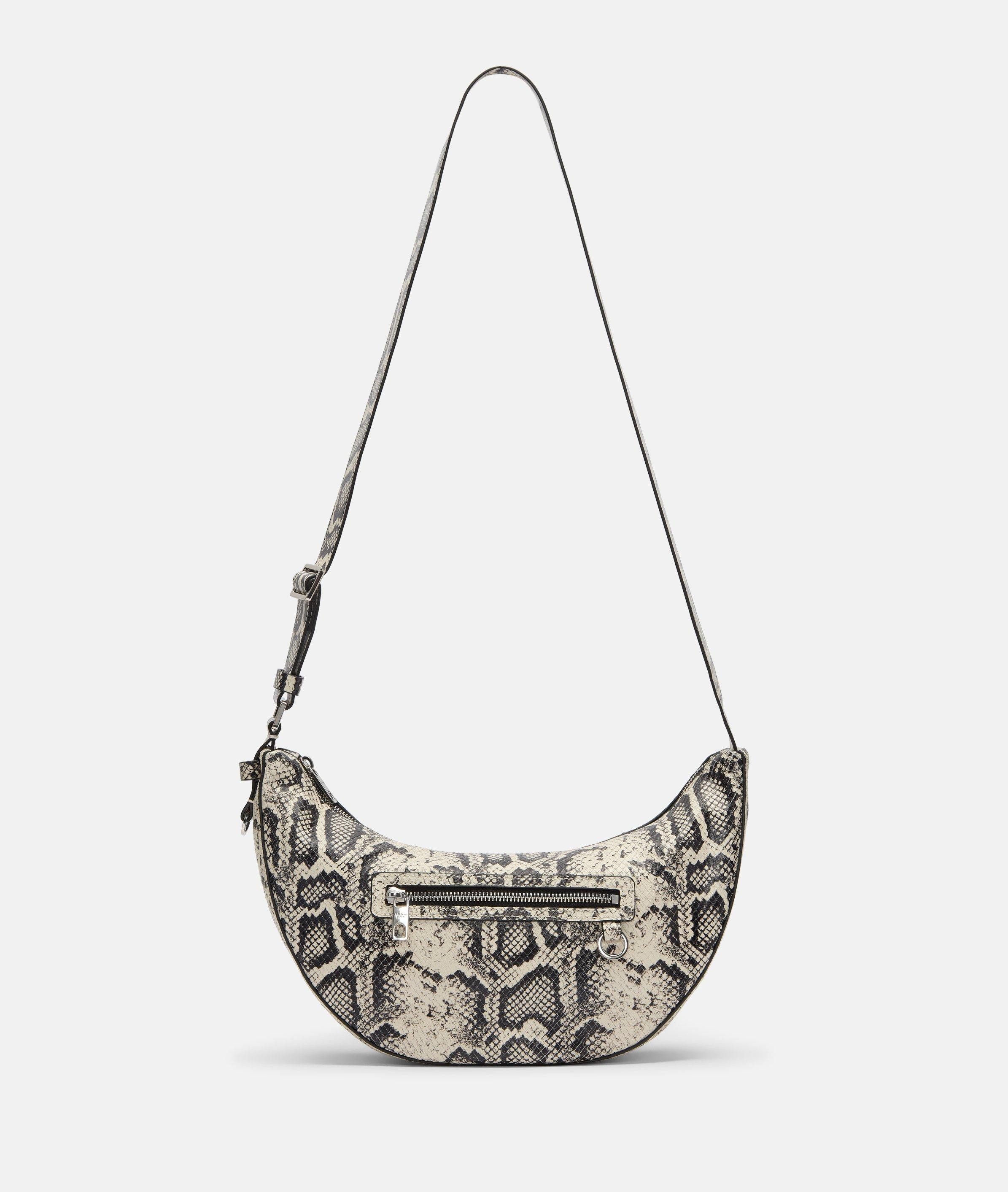 Liebeskind Berlin Schultertasche Snake Moon Hobo S, Handliche Hobo-Bag aus Leder in Python-Optik