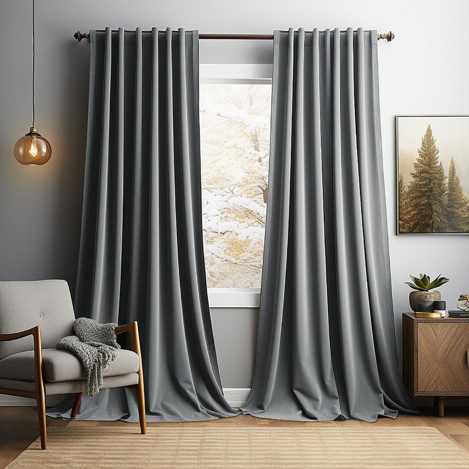 Jibenhome Gardine 2er Verdunkelungsvorhang Kräuselband, Dicken Thermovorhang Vorhang, Samt Blickdicht Gardinen Vorhänge für Schlafzimmer, Wohnzimmer