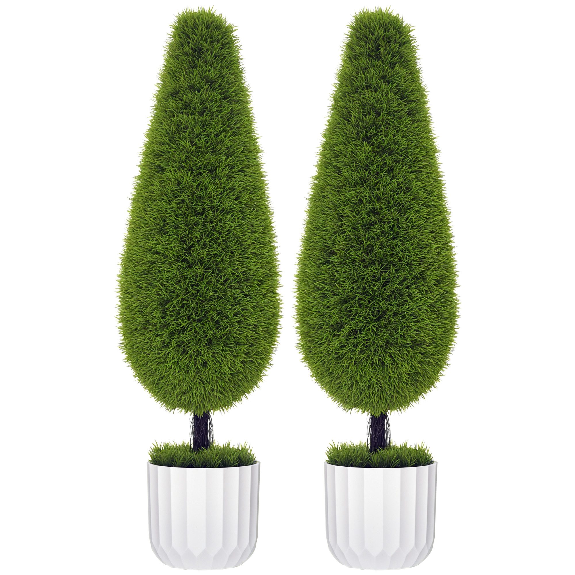Kunstpflanze Zimmerpflanze mit Kunstmoos für Indoor, Outdoor Zypresse, HOMCOM, Höhe 90 cm, im Zementtopf