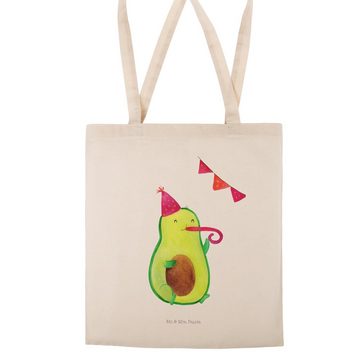 Mr. & Mrs. Panda Tragetasche Avocado Party Zeit - Transparent - Geschenk, Gesund, Einkaufstasche, (1-tlg), Cross Stitching Griffe