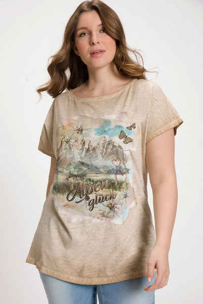 Ulla Popken Longsleeve Trachten-Shirt Alpenmotiv Oversized Rundhals