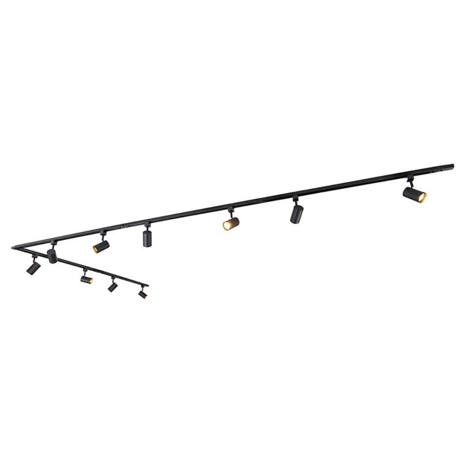 Qazqa Schienensystem-Sets Jeana, 476 cm, (1-tlg), GU10, Schwarz, Modern, Aluminium, Deckenstrahler 10-flammig