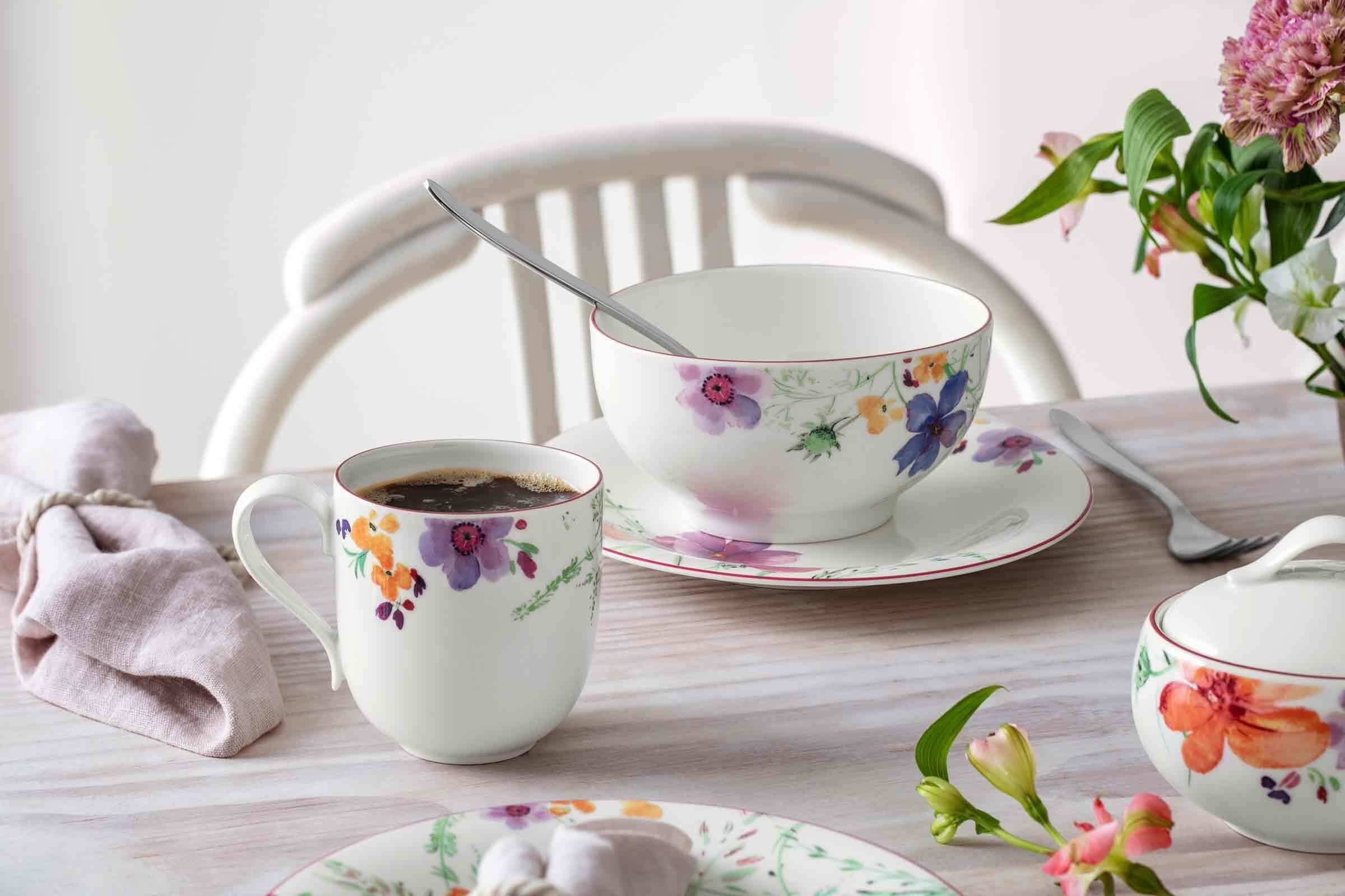 Villeroy & Boch Frühstücks-Geschirrset Mariefleur Basic Frühstücks-Set (6-tlg), 2 Personen, Porzellan