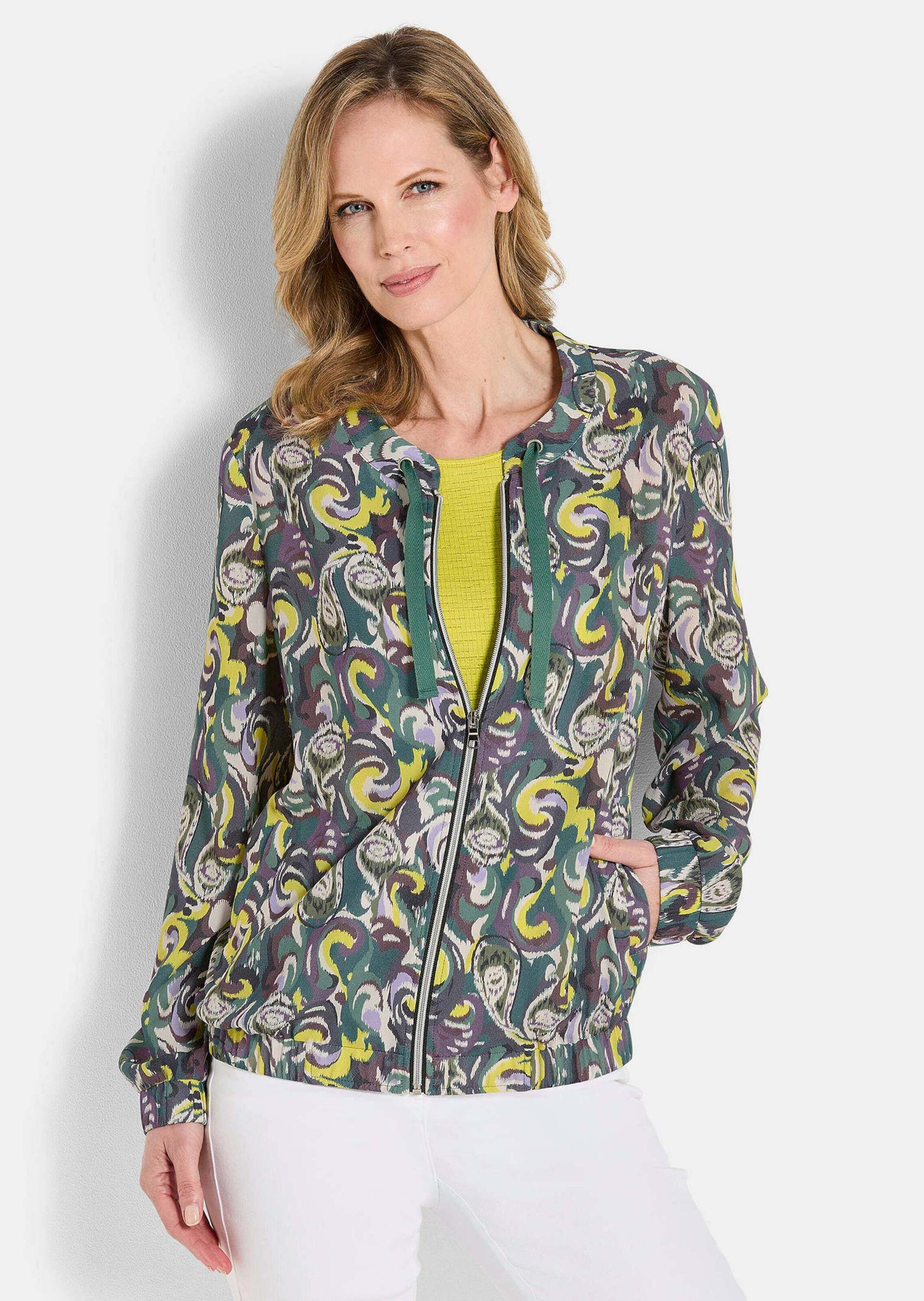 Allwetterjacke Sportliche Viskosejacke, Allover-Print
