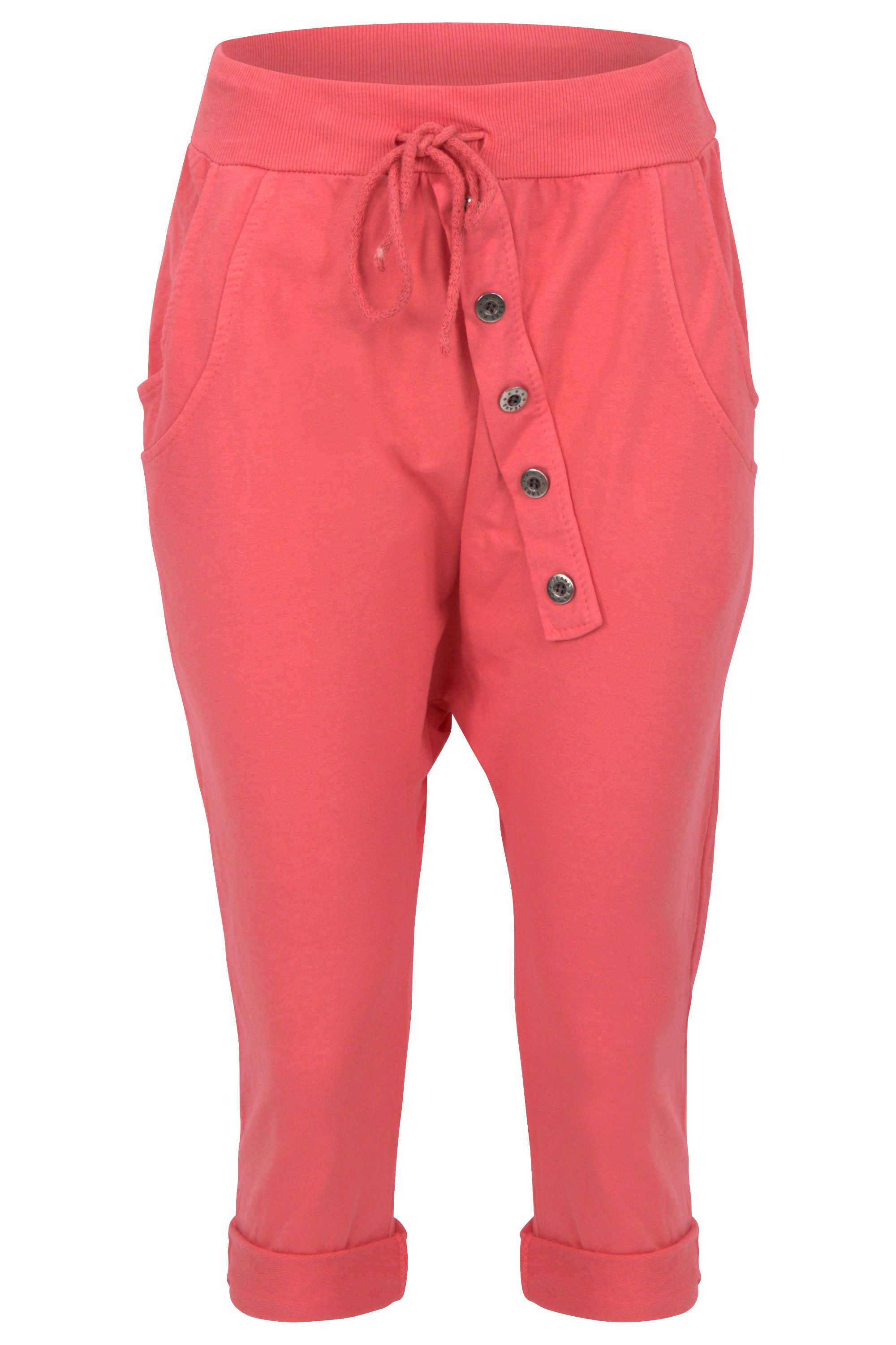 Sweathose malito Damen kurze Hose mit Knopfleiste, Chino Hose in Unifarben