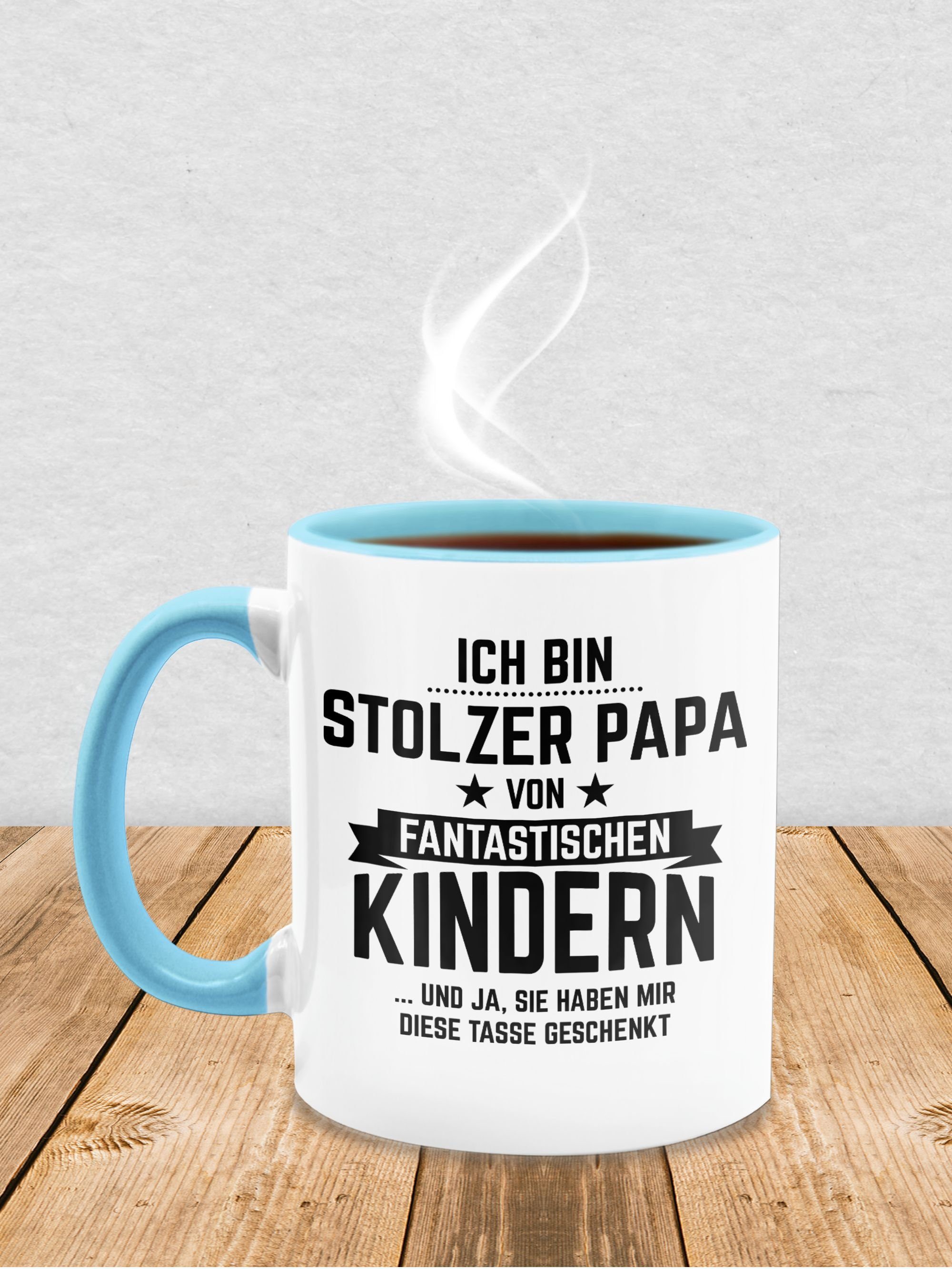 stolzer von Shirtracer bin 2 Hellblau Kaffeetasse Kindern, Tasse Geschenk Ich Papa Vatertag Keramik, fantastischen