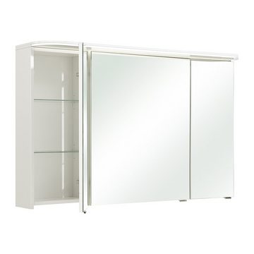 Lomadox Spiegelschrank BUDVA-66, weiß Glanz, mit LED Kranzboden und 3D Funktion, 120/72,3/17 cm