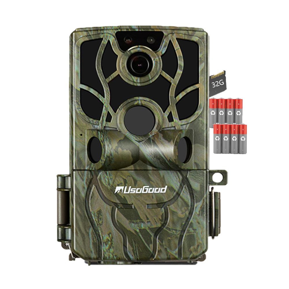 Usogood Wildkamera 4K 48MP Wildkamera mit Handyübertragung APP WLAN Bluetooth (AuBenbereich, Für Garten Haustierüberwachung, Spiele und Trail Outdoor -Sicherheit, AuBenbereich,Für Garten Haustierüberwachung, Spiele und Trail Outdoor -Sicherheit, 1-tlg., Jagdkamera mit Bewegungsmelder Nachtsicht 120° Weitwinke, Wildtierkamera 0,2s Auslösezeit WiFi Handyübertragung)