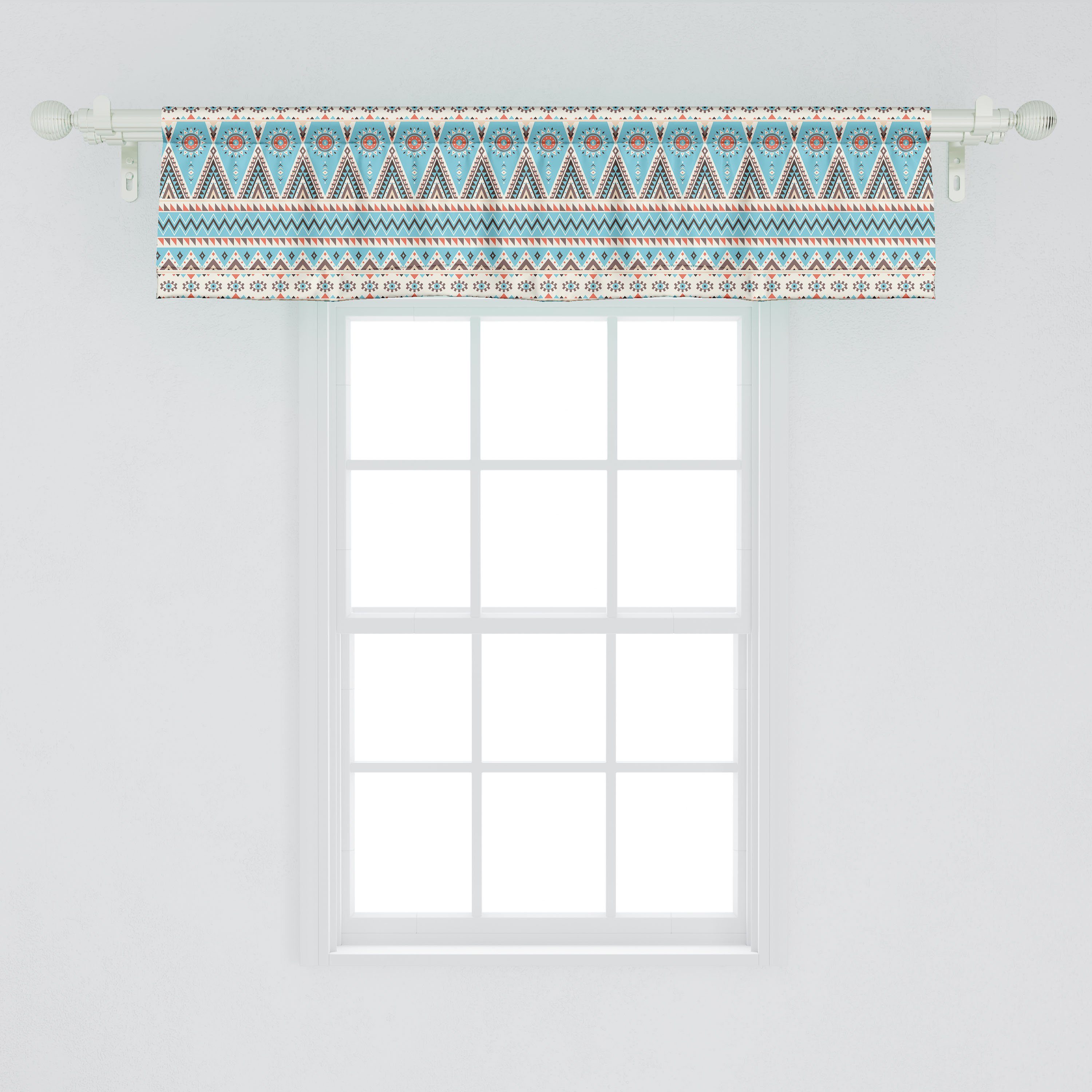 Dekor Vorhang Volant Kunst Microfaser, gestreifte Stangentasche, Abakuhaus, mit Aztekisch Scheibengardine Geometrische Küche für Themed Schlafzimmer