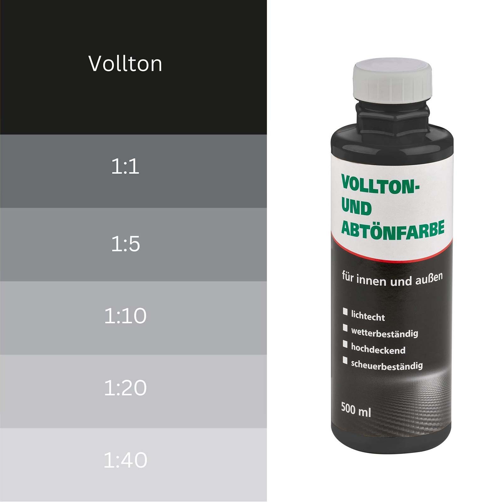 BRICOFLOR Vollton- und Abtönfarbe, Vollton 500 ml Schwarz 904