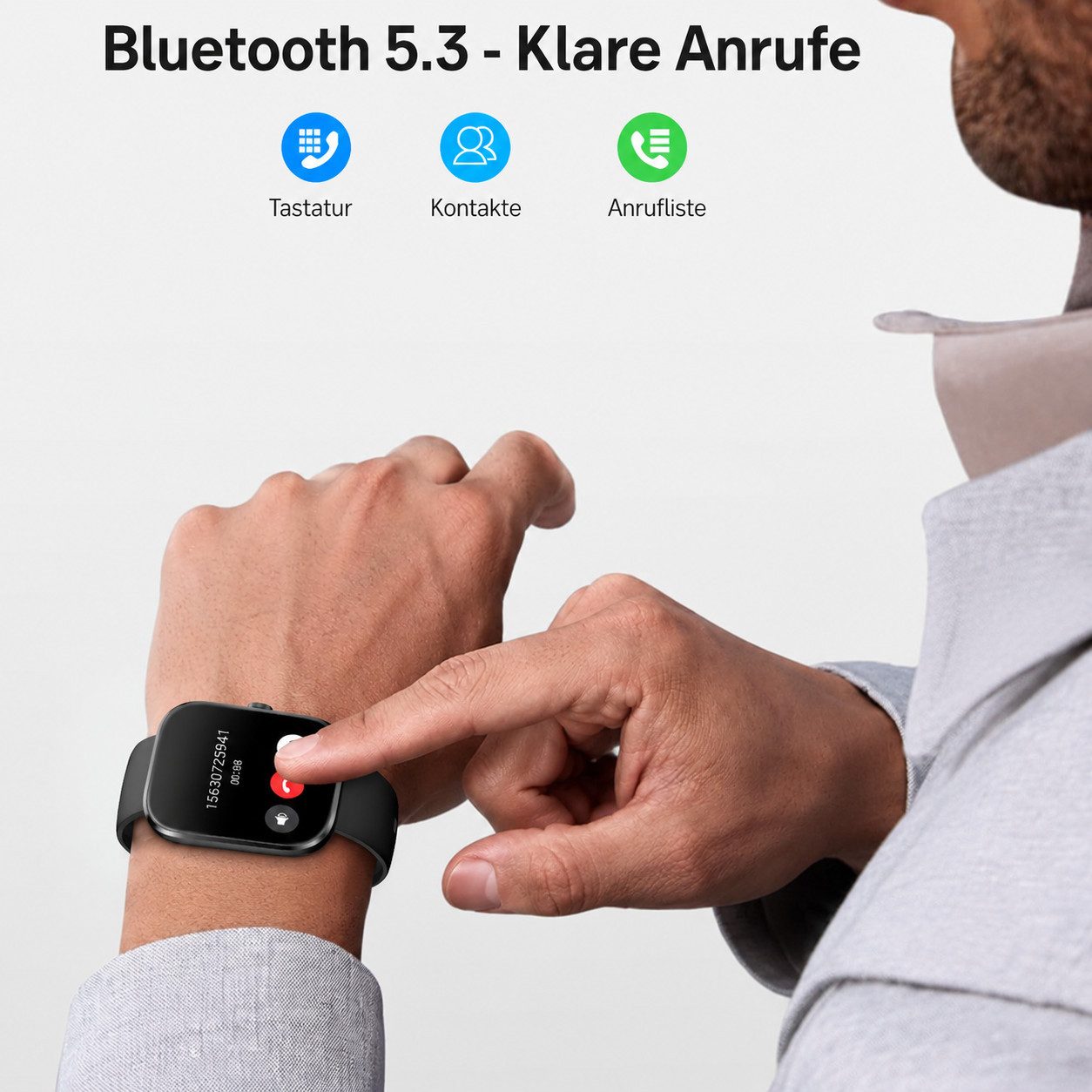 Sytifro Smartwatch Damen Herren, Fitnessuhr mit Diamantgeschliffenes Design Smartwatch (Full Touch Square Fine Sportuhr Damen cm), 150+ Sportmodes, Bluetooth 5. – Bild 4 von 5