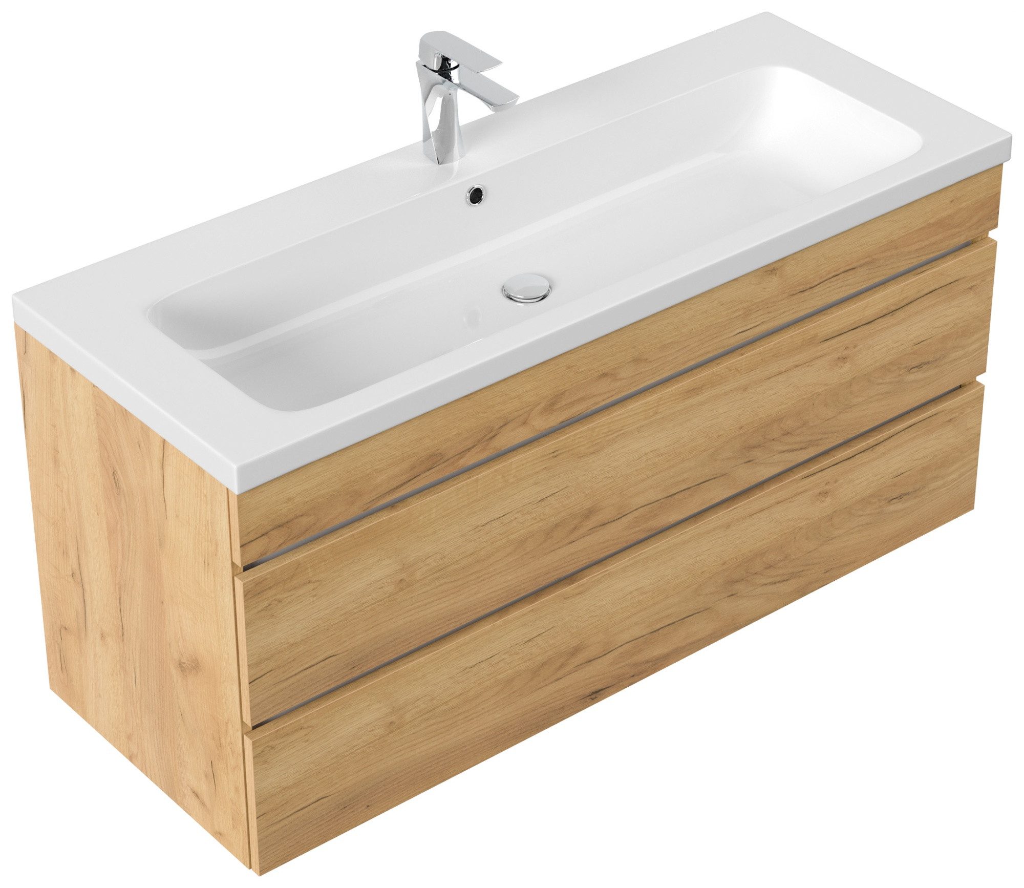 Magnolia Home Waschtisch Badmöbel Via 120 SoftClose eiche gold mit grifflosen Schubladen