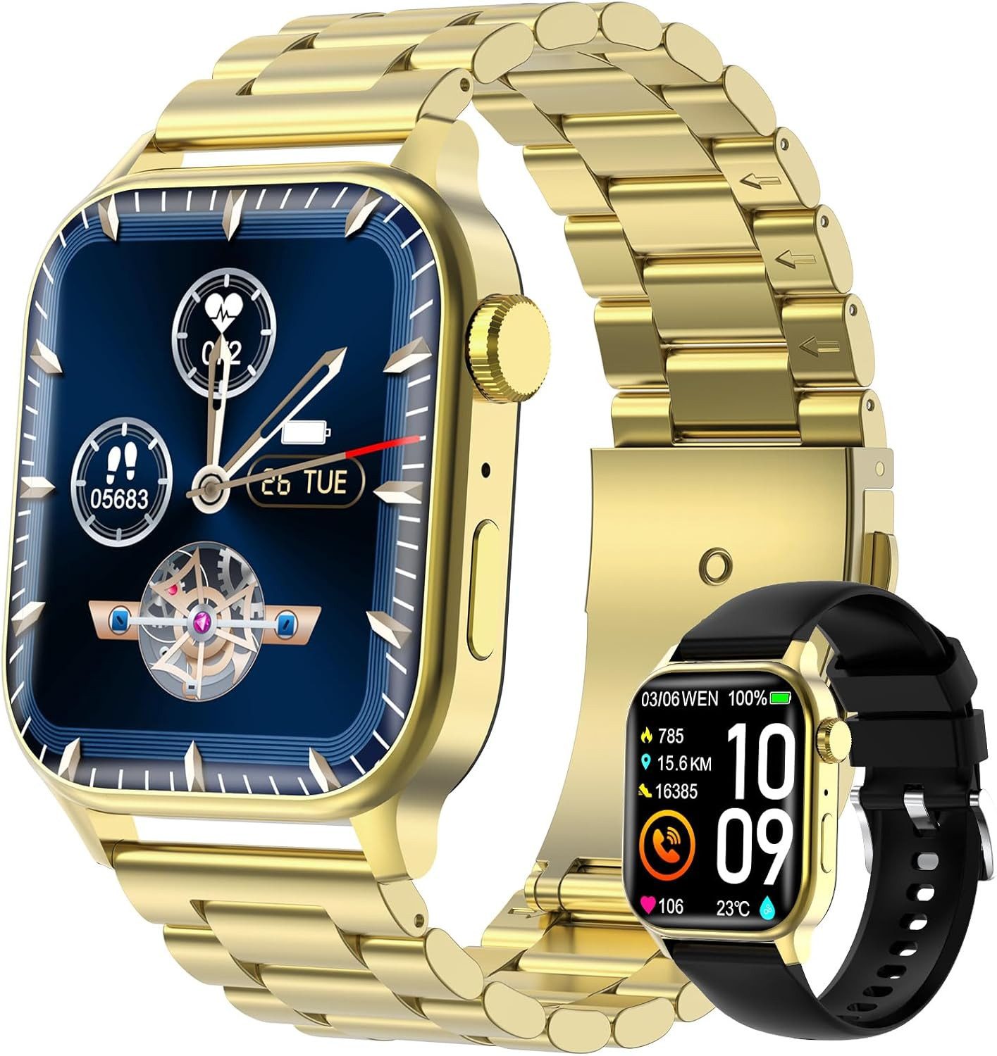 HOMAILIDA G93 Smartwatch (4,7 cm, android ios), Smartwatch Herren mit Bluetooth Telefonie, 100 Sportmodi