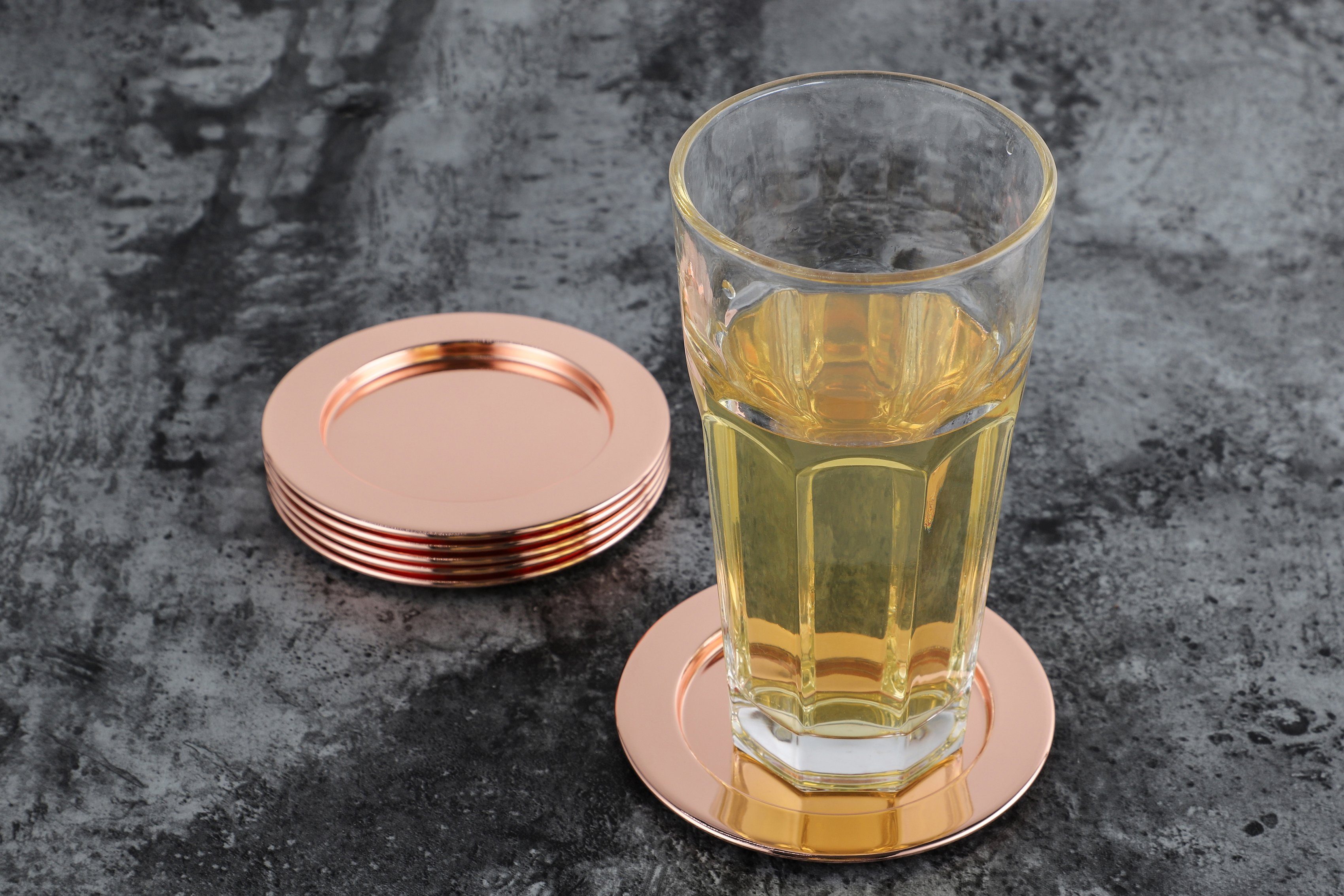 ECHTWERK Glasuntersetzer, Set, 6-tlg., Getränke-Untersetzer aus Edelstahl, Untersetzer rund, Ø ca. 8 cm