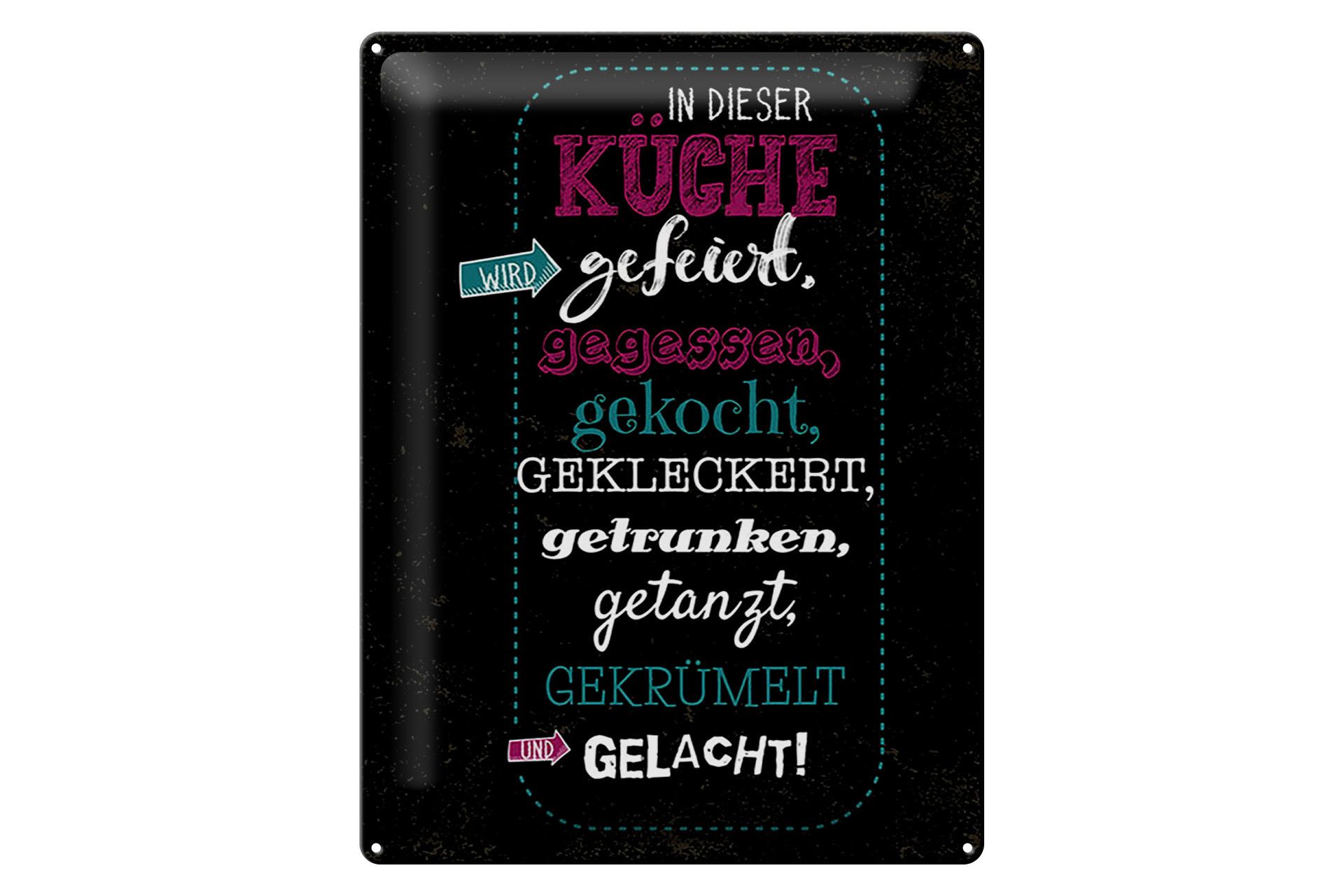 Metallschild Spruch 30x40cm In dieser Küche wird Aufzählung Deko