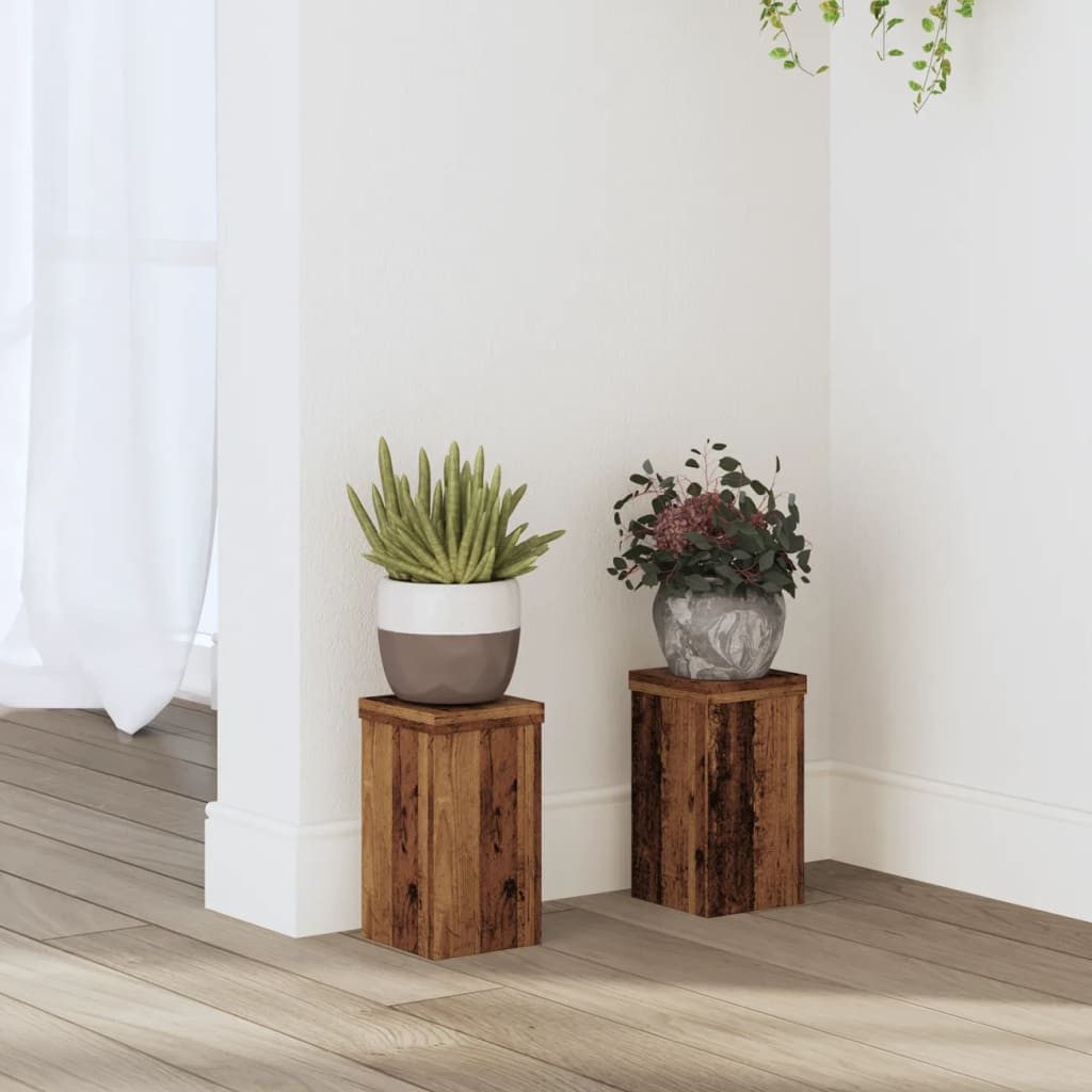 vidaXL Rankhilfe, Pflanzenständer 2 Stk. Altholz-Optik 10x10x18 cm Holzwerkstoff