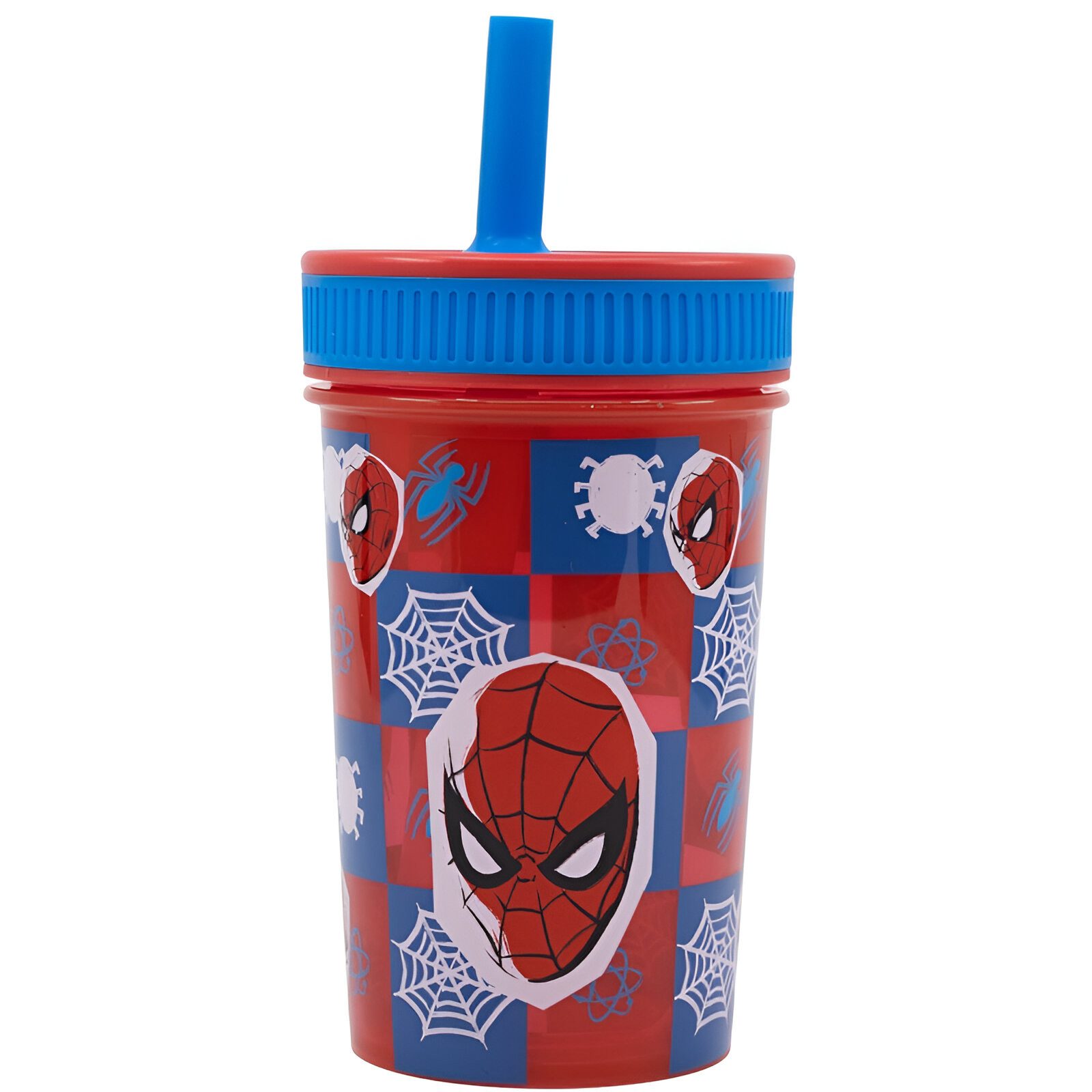 MARVEL Becher Marvel Spiderman Kinder Trinkbecher integriertem Halm 465 ml