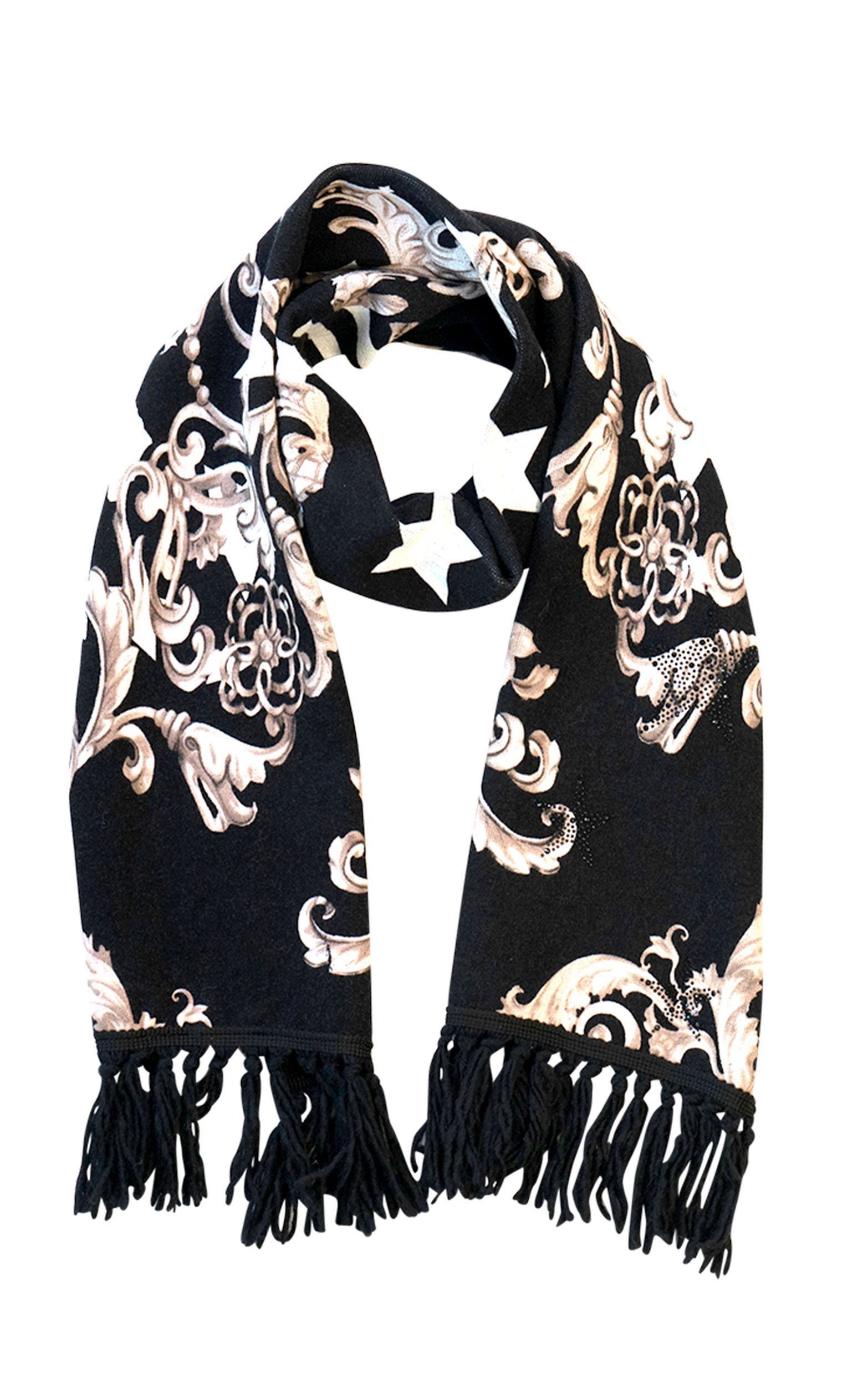 Passioni Strickschal Kuscheliger Schal mit floralen Ornamenten und Quasten günstig online kaufen