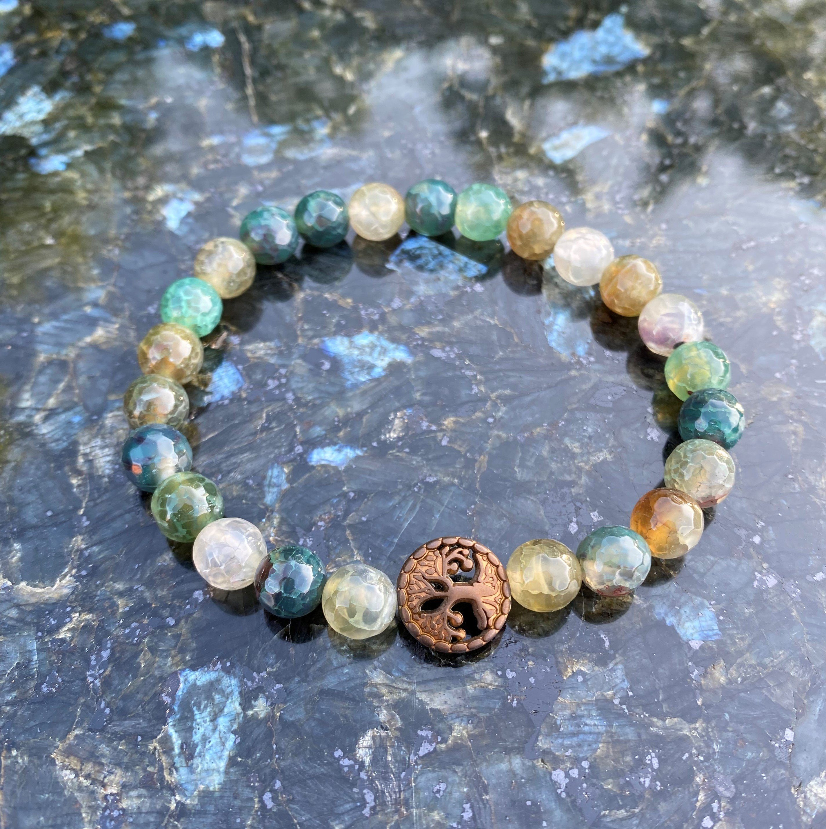 NAHLE Perlenarmband Lebensbaum Achat Naturstein Armband günstig online kaufen