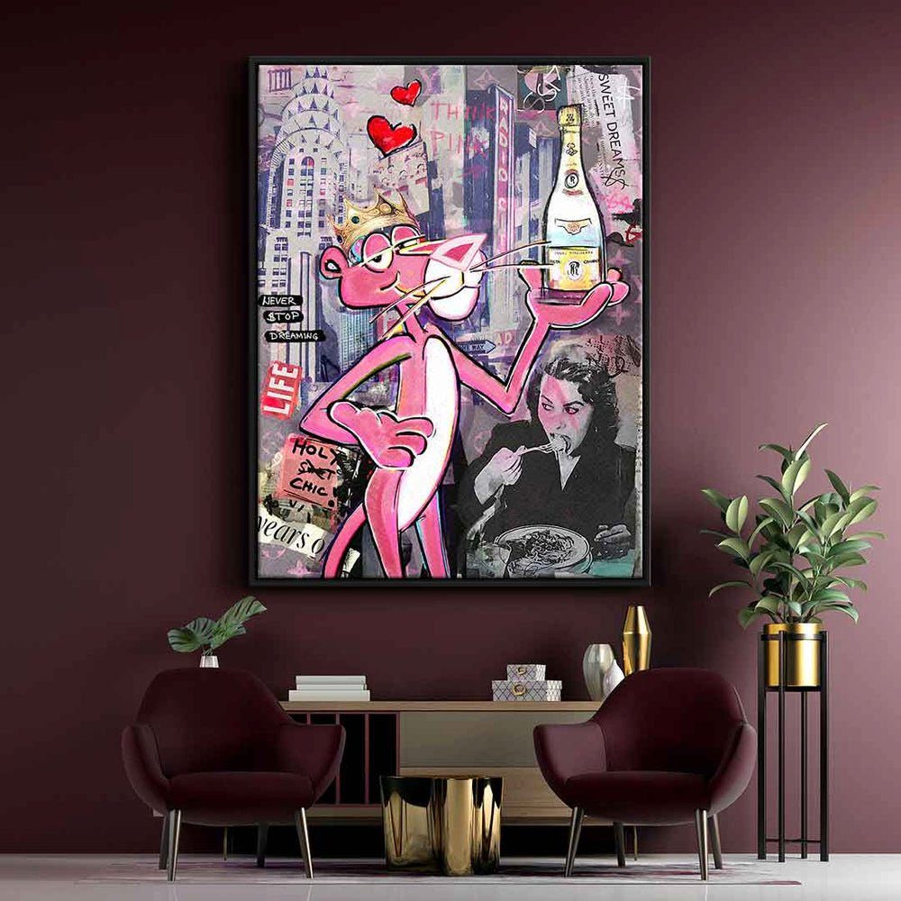DOTCOMCANVAS® Leinwandbild Pink Panther Cristal, Leinwandbild Pink Panther Cristal Champagner Louis Roederer New York