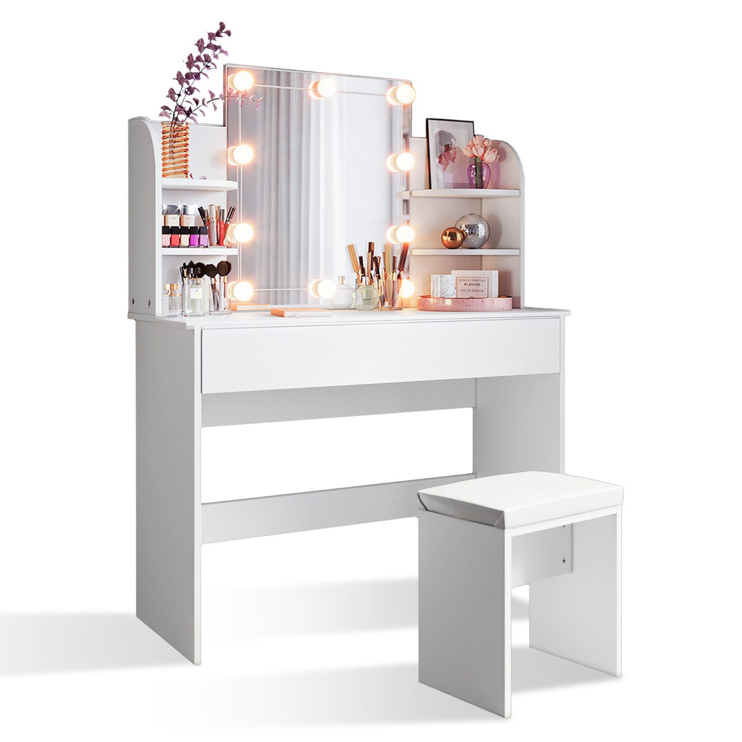 Schminktisch Schminktisch mit LED-Beleuchtung/ohne LED, weiß, Frisiertisch