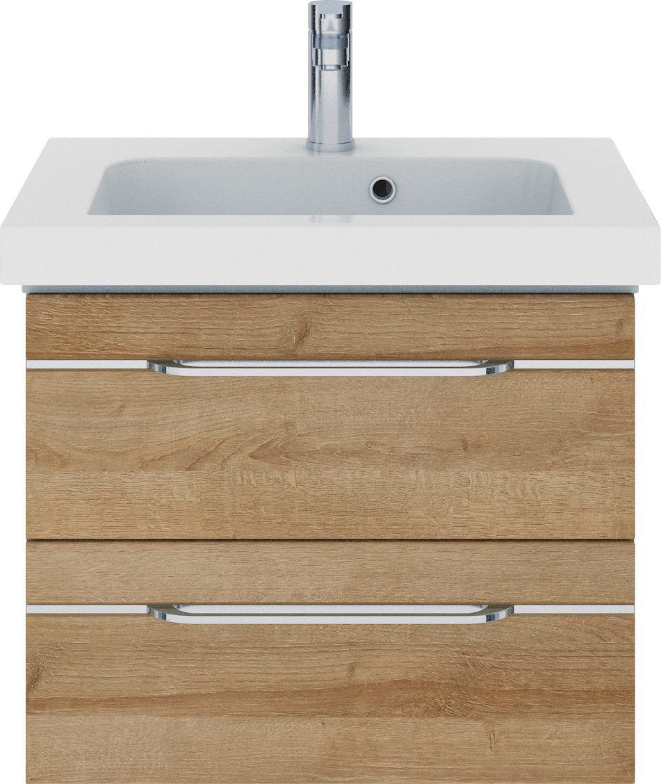 Saphir Badmöbel-Set Balto Sprint, Waschplatz mit Mineralmarmor-Waschtisch, 64,4 cm breit, (1-St), Unterschrank mit Waschbecken inkl. Türdämpfer und 2 Schubladen