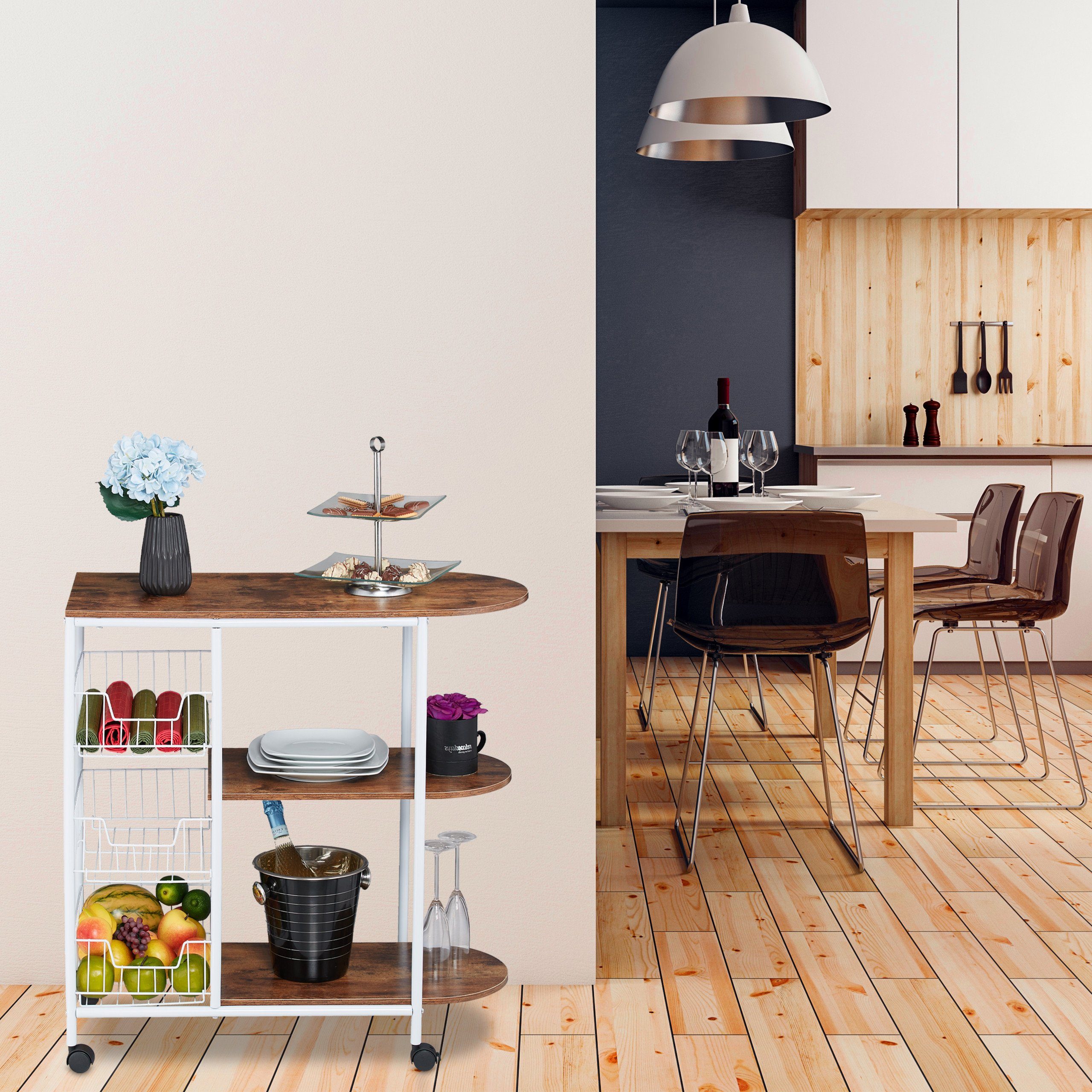relaxdays Servierwagen Industrial, B günstig online kaufen
