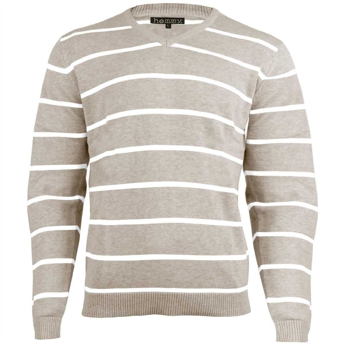 hemmy Fashion Streifenpullover Sweater Pulli Herrenpullover mit weißen Streifen