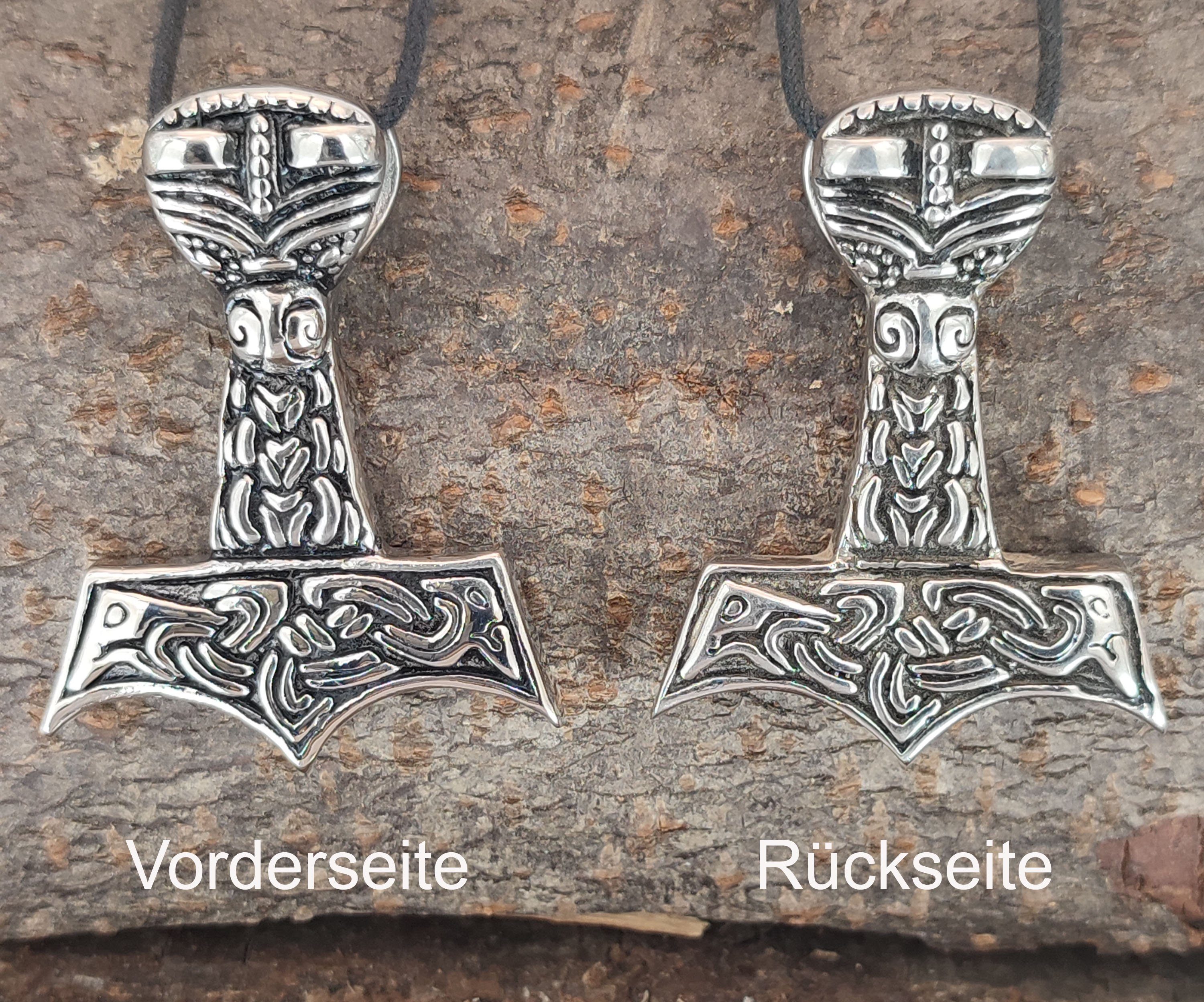 Kette Edelstahl Thorshammer Thor Band / Kiss Hammer Anhänger of Mjölnir Kettenanhänger Thorhammer Leather