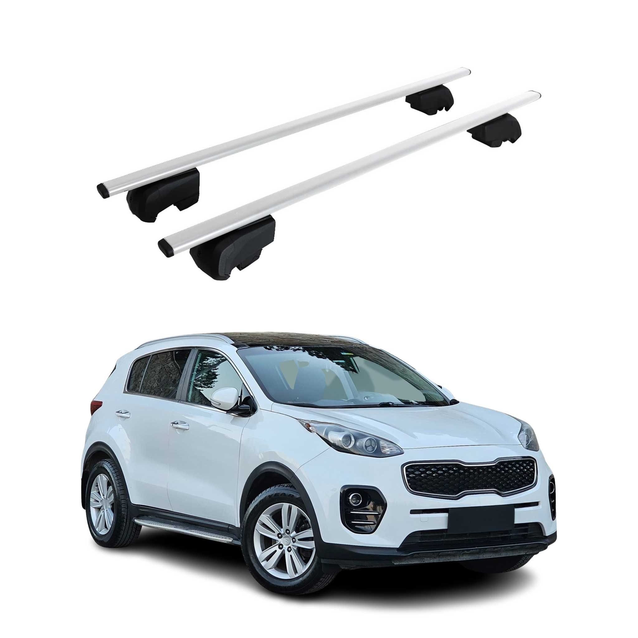 OMAC Dachträger Grundträger für Kia Sportage QL 2015-2020 Metall Silber ABE 2x